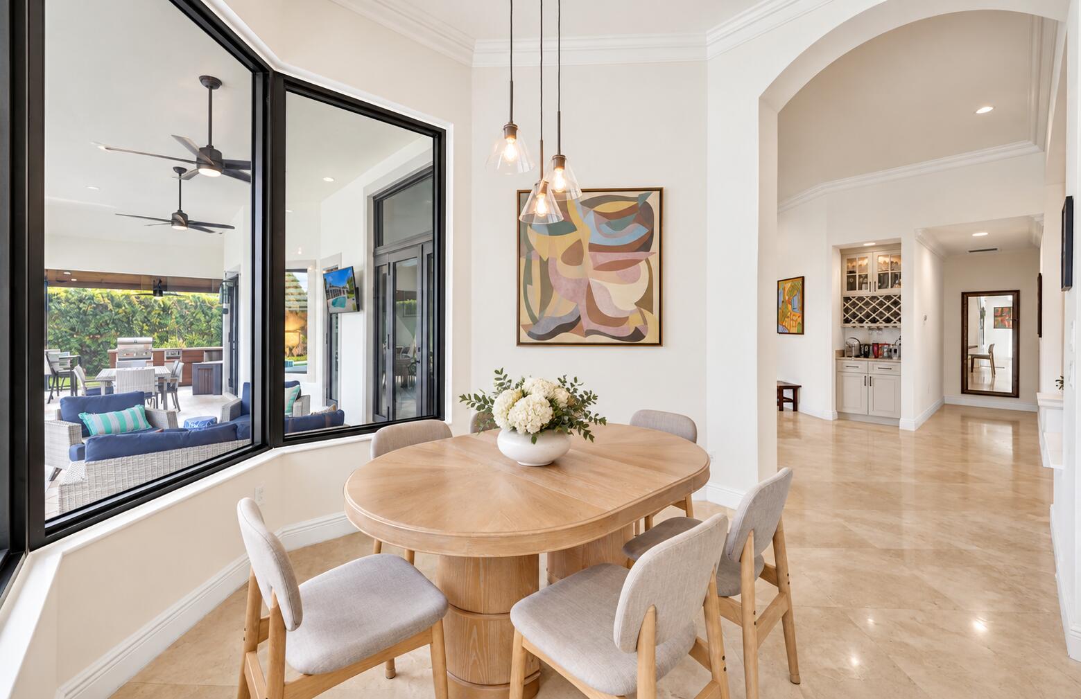 Eat-in kitchen with a bay window view