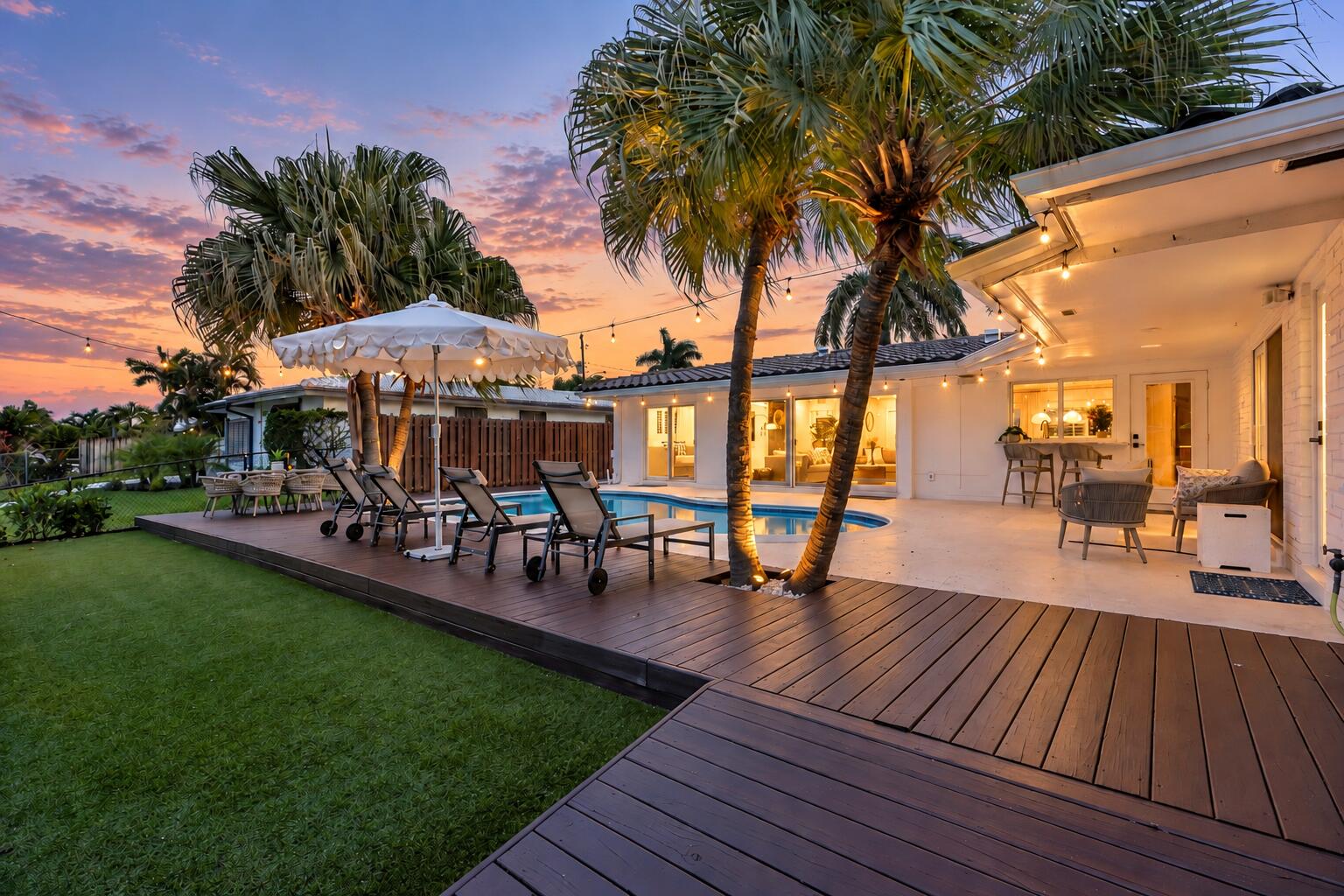 Twilight Tropical Poolside Retreat