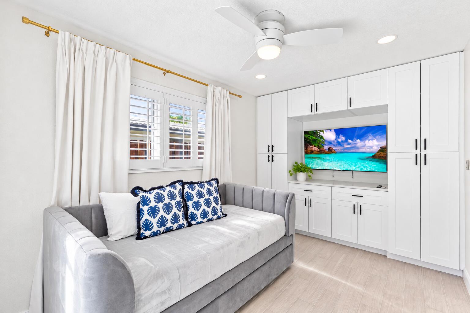 Bright Coastal Bedroom TV Lounge