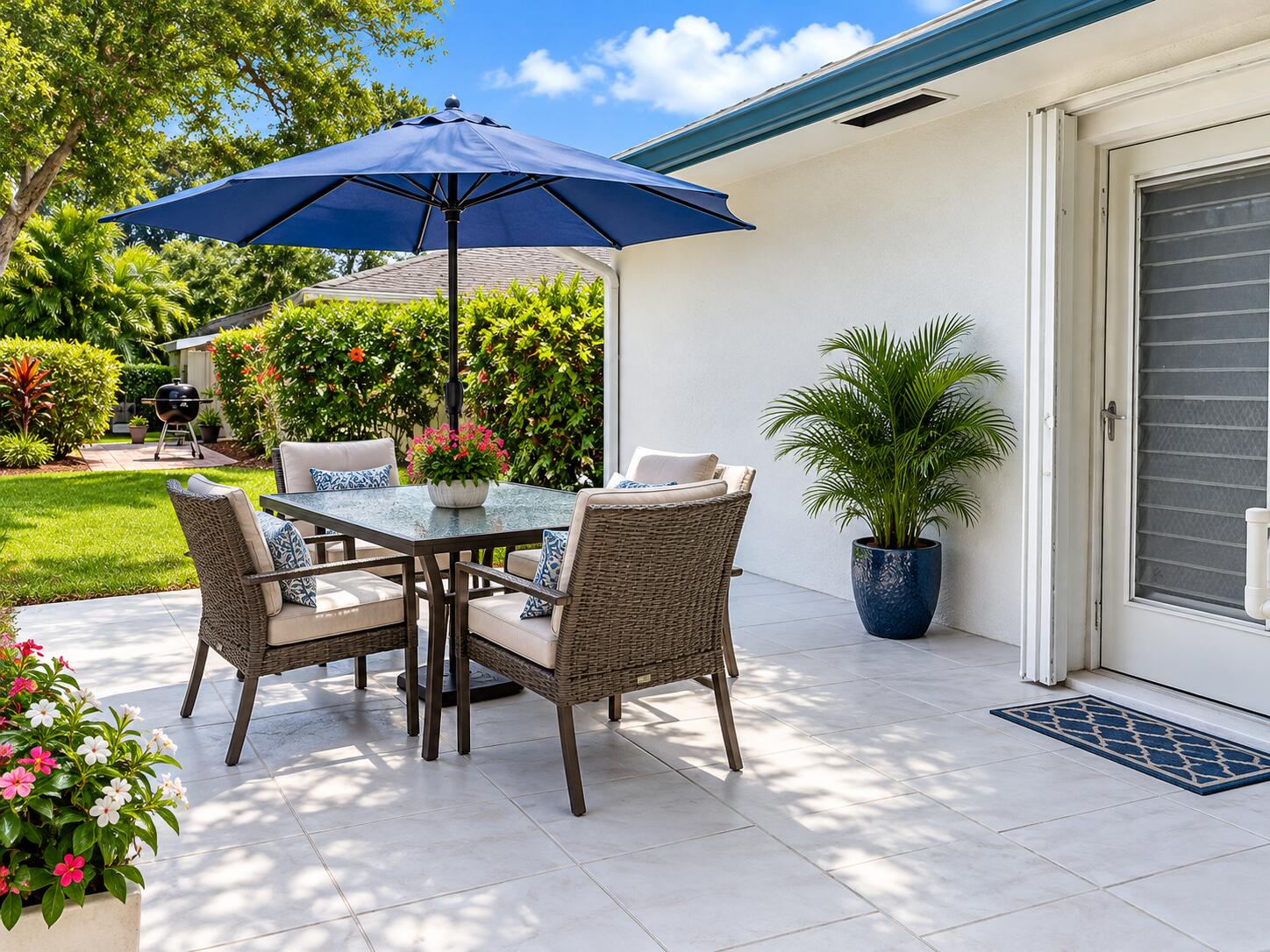 Ai enhanced back yard patio furniture