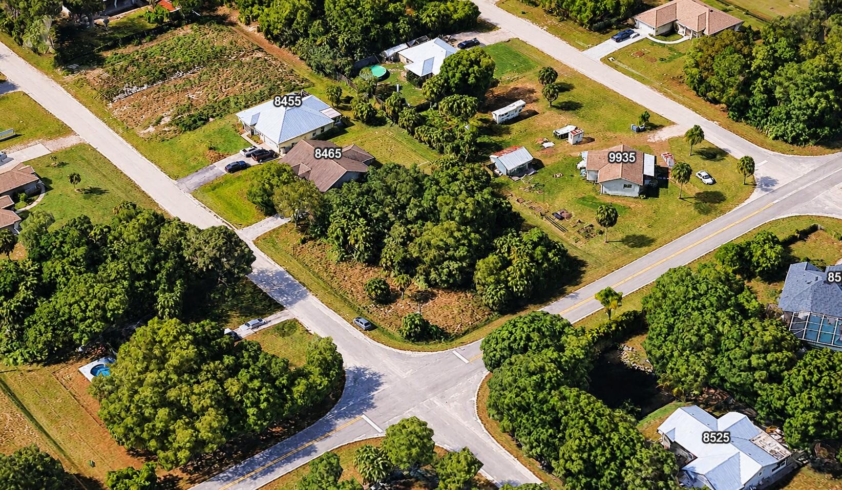 Labeled Suburban Neighborhood Aerial Vie
