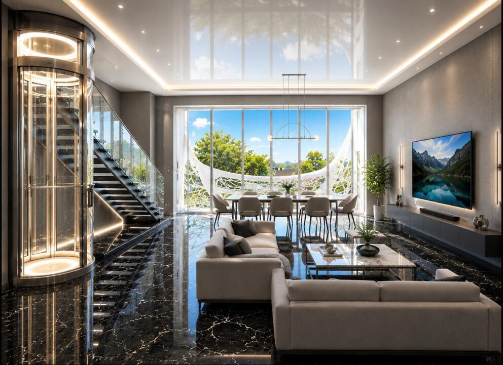 Open living room of Gaudi Villas Fort Lauderdale Sunrise intracoastal.