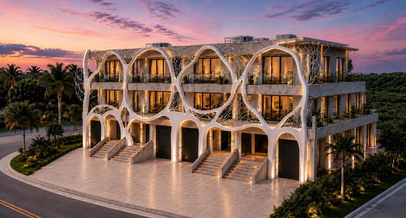 Exterior of Gaudi Villas Fort Lauderdale Sunrise intracoastal. Exterior of Gaudi Villas Fort Lauderdale Sunrise intracoastal.