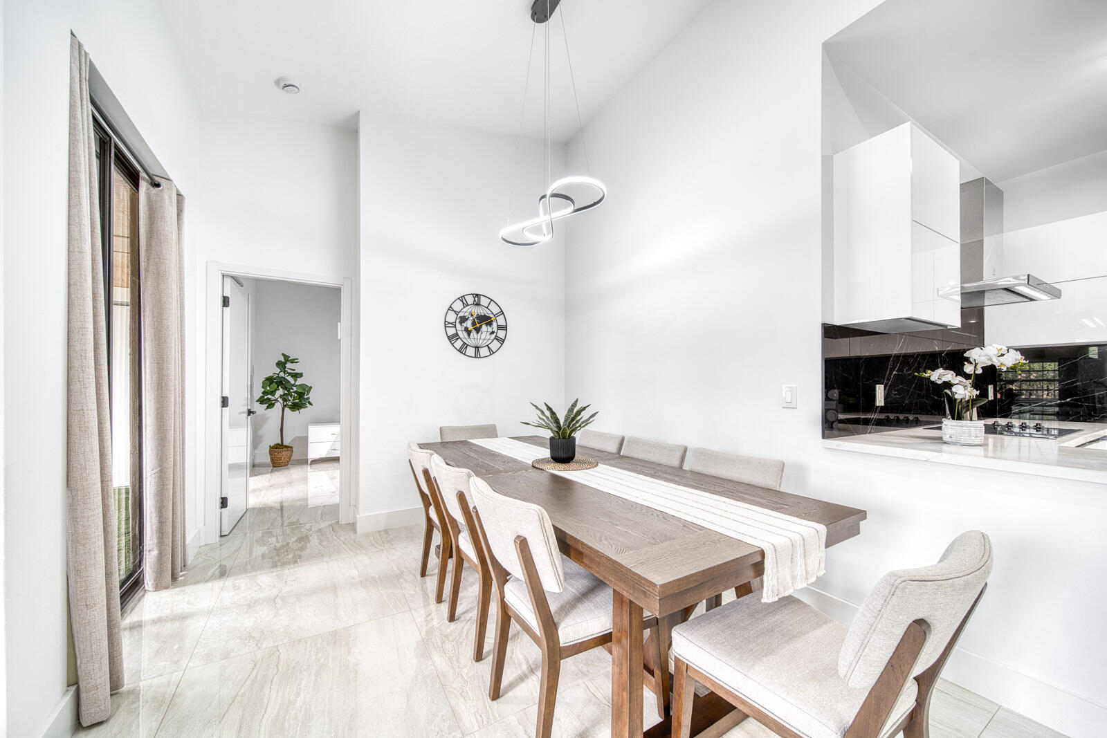Open layout offers comfortable space for dining and entertaining.