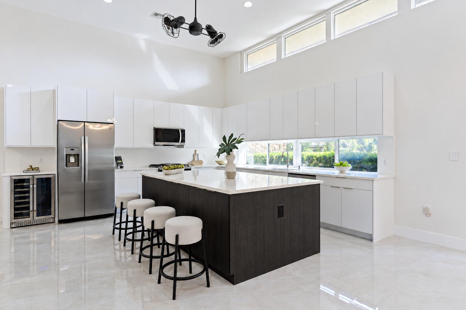 Modern White Kitchen with Dark Wood Isla