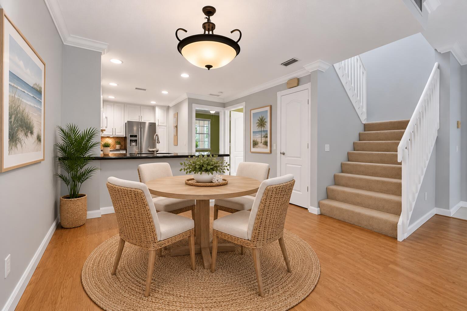 Dining area virtually staged