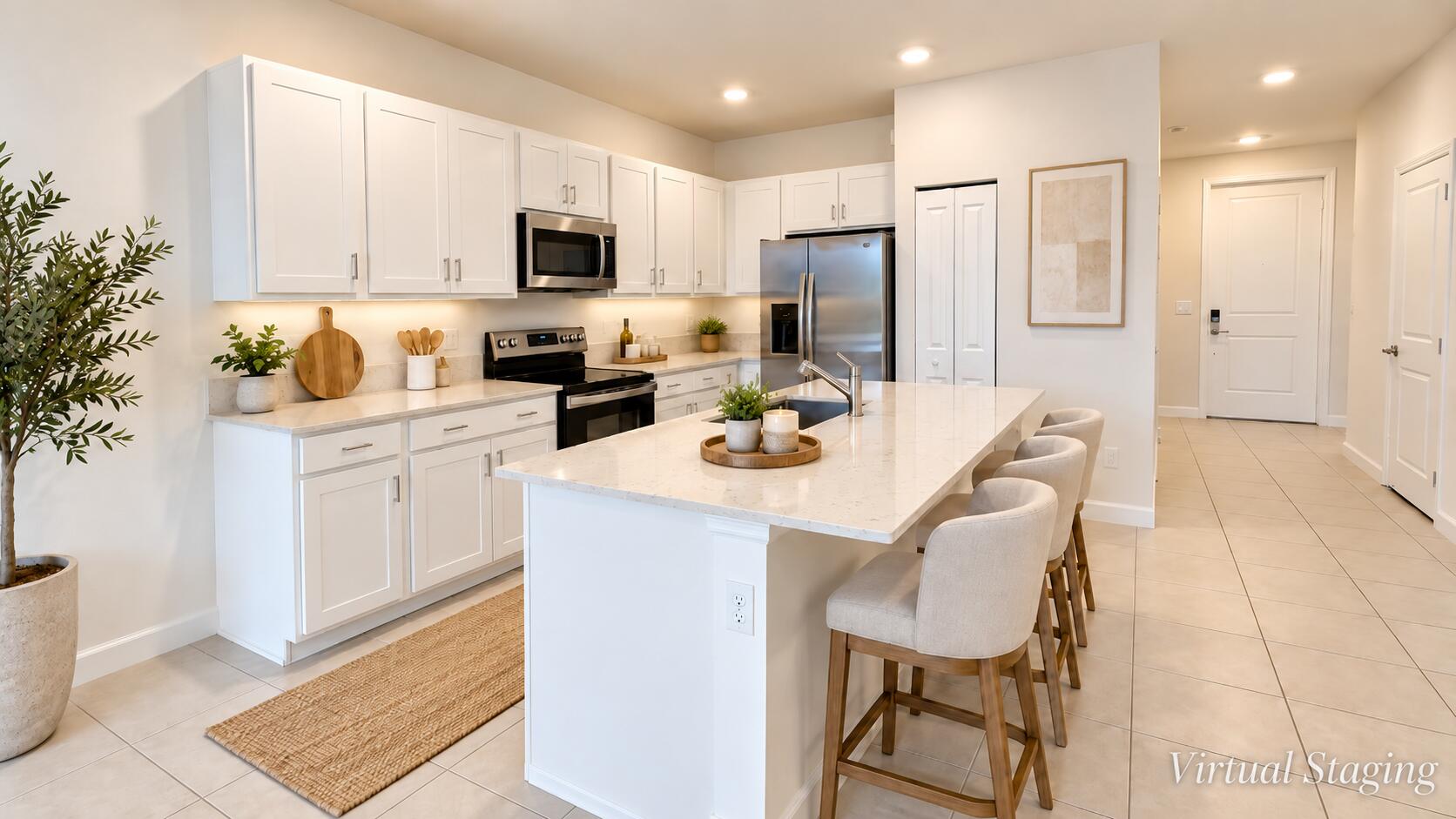 Bright Modern Virtual-Staged Kitchen
