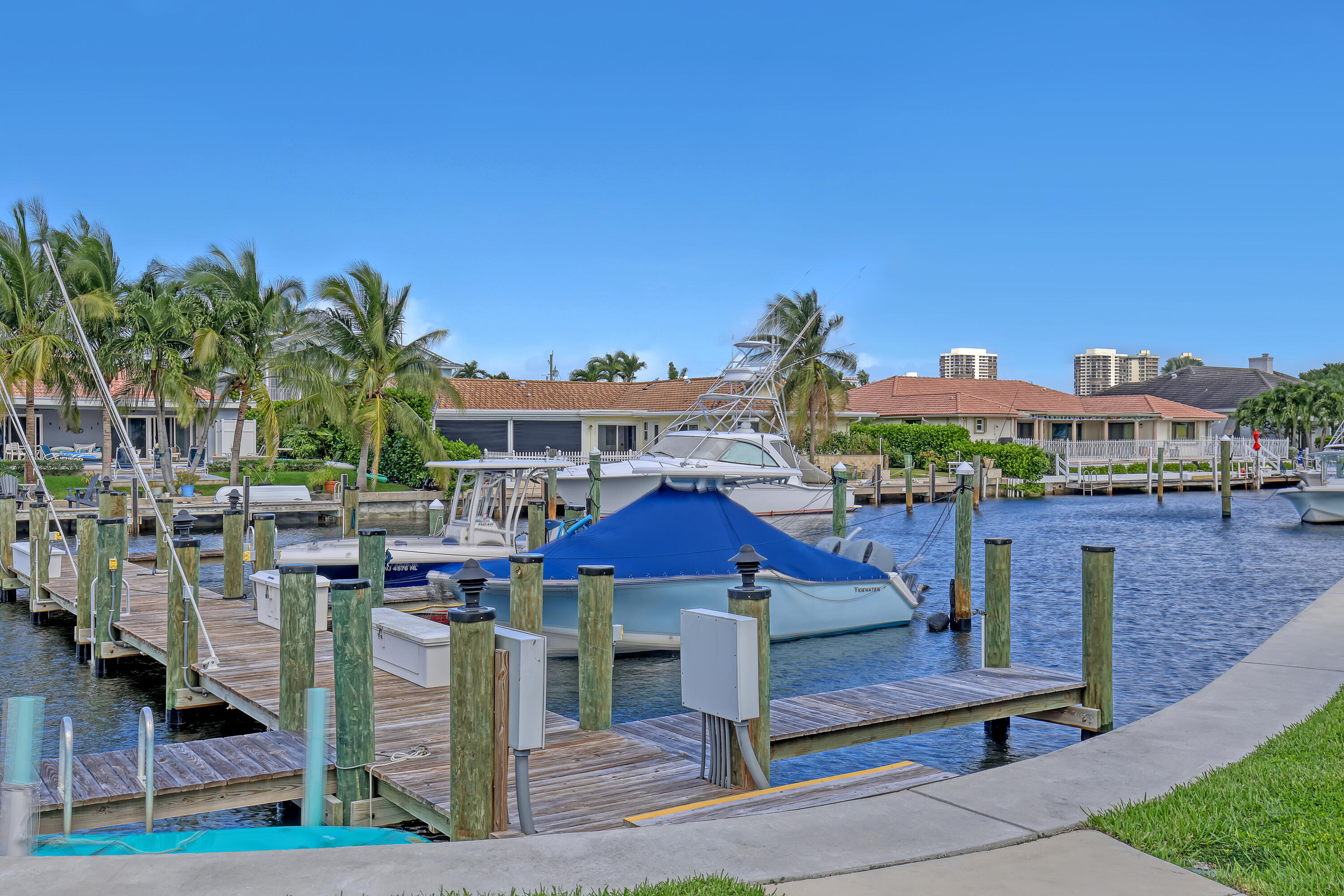 the boat slip is the one with the blue cover on the boat