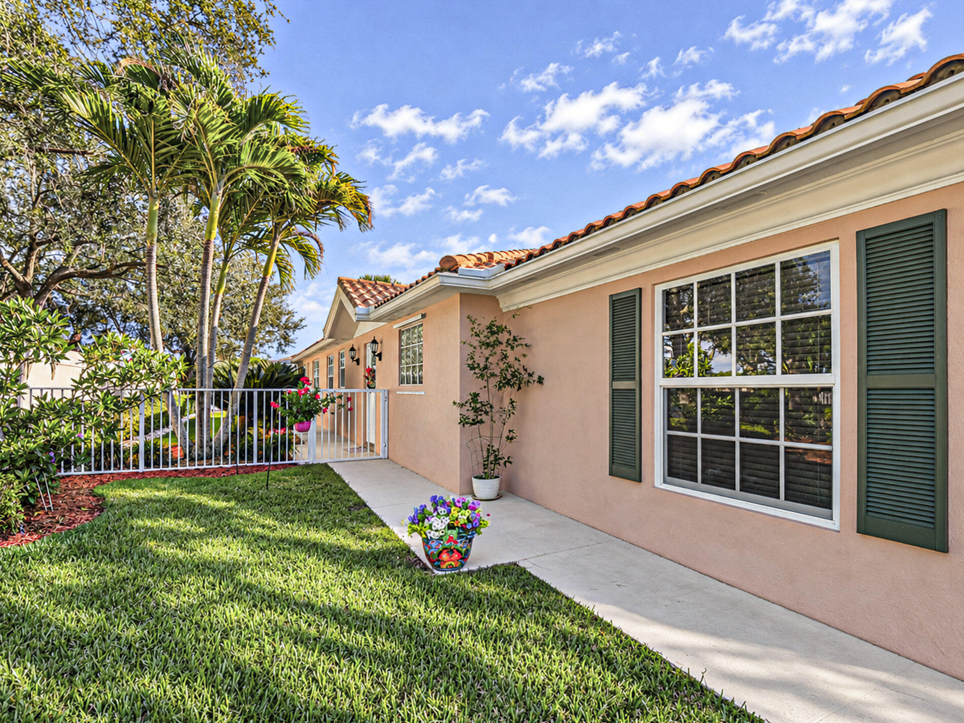 Corner home with landscaped side yard