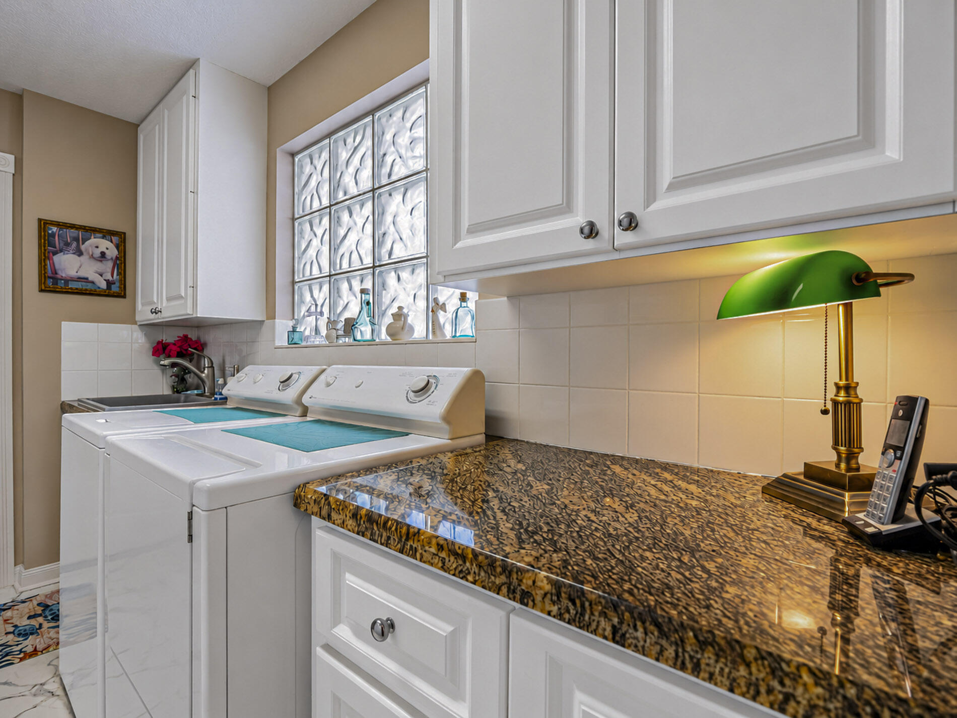 Granite counters in large laundry room