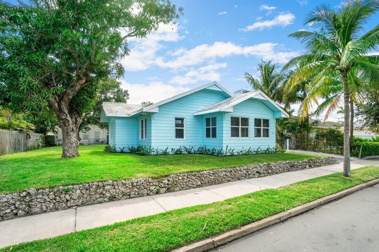 Exterior front view, with extra 25 ft. Side yard.