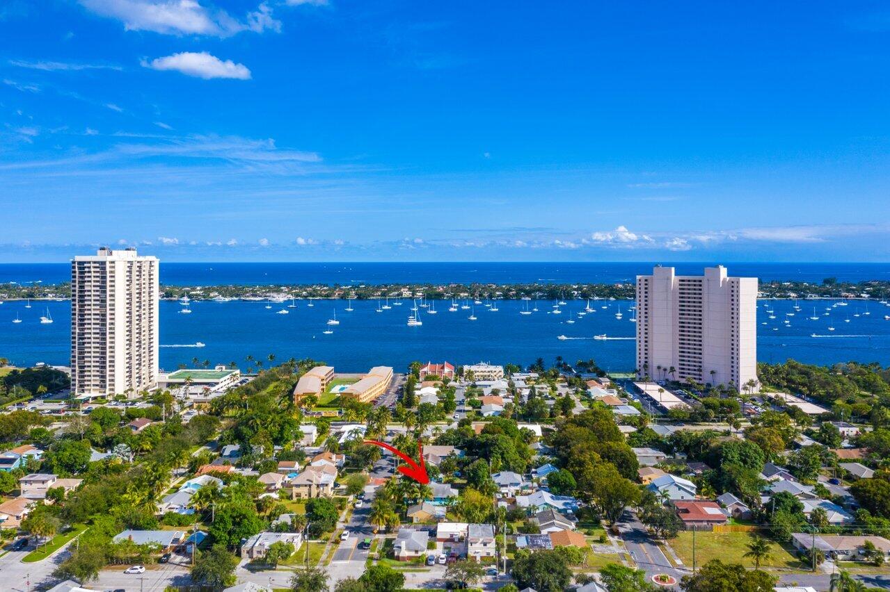 Aerial neighborhood view.