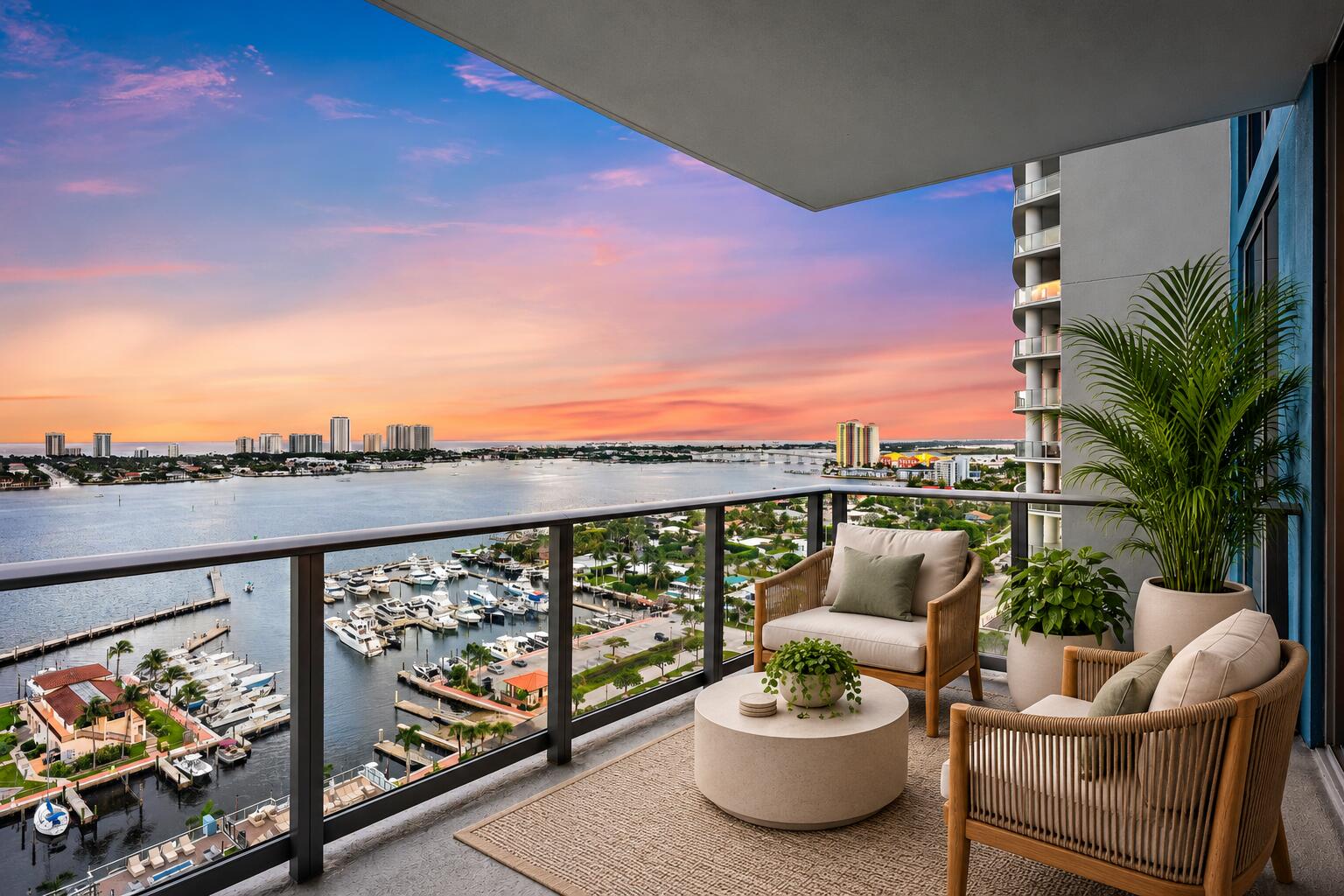 Virtually Staged Covered Balcony