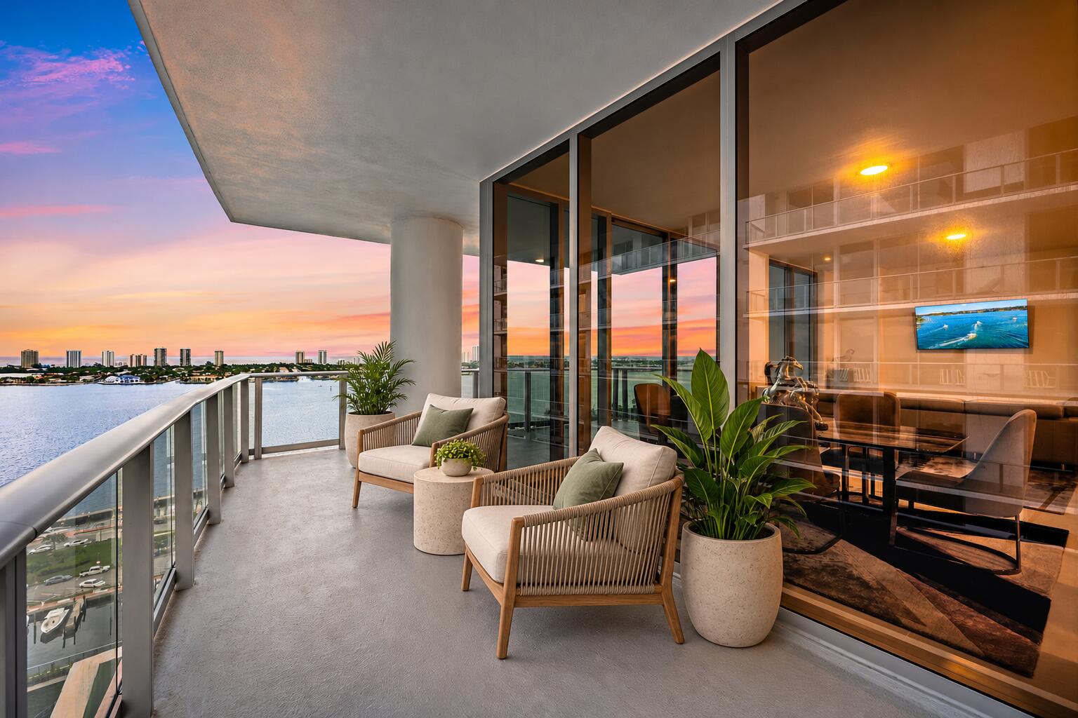 Virtually Staged Covered Balcony