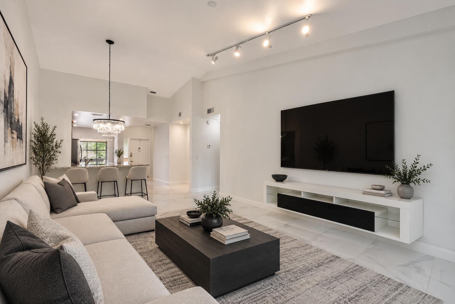 Living room virtually staged