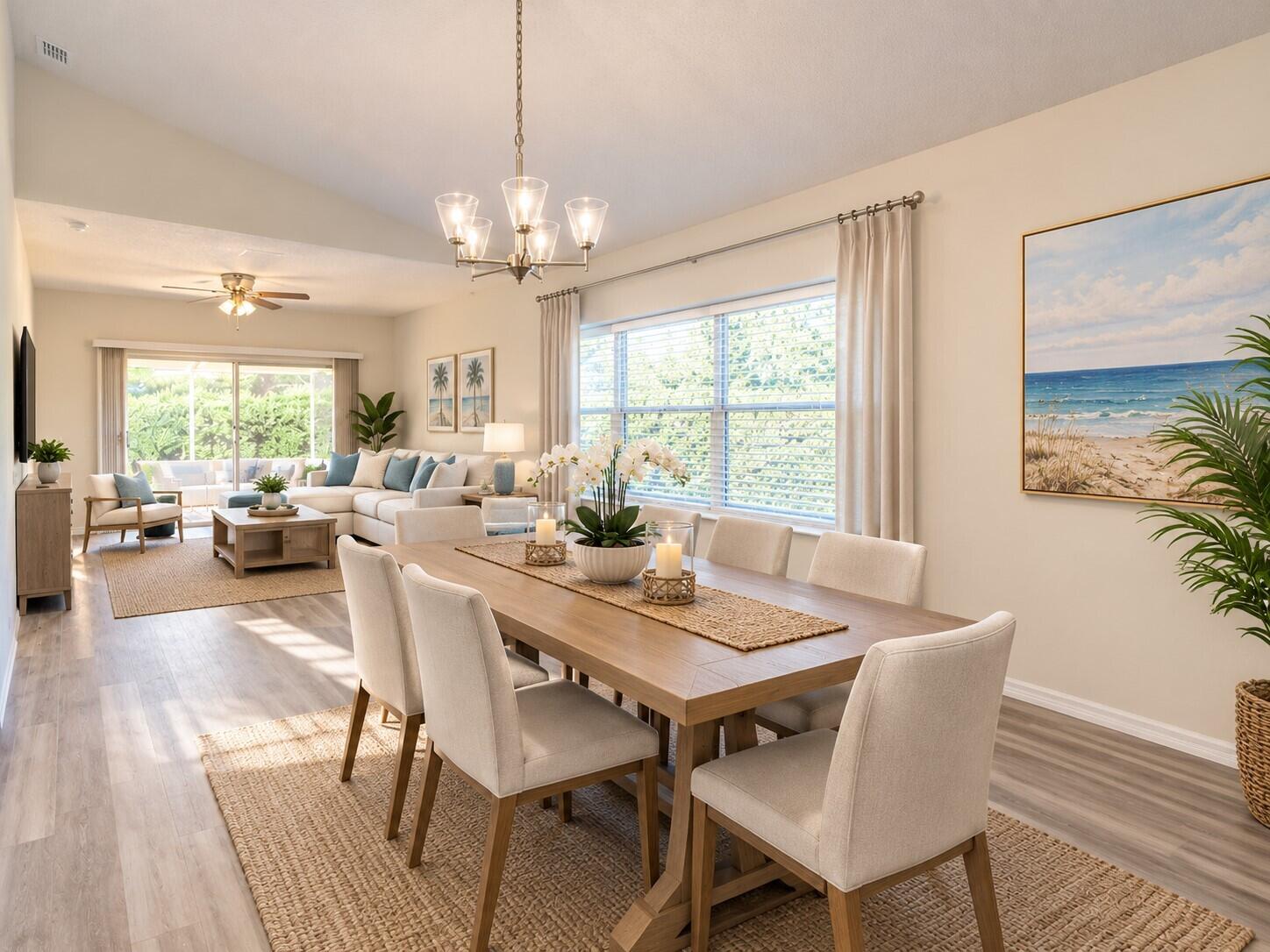 Virtually Staged Dining/Living room