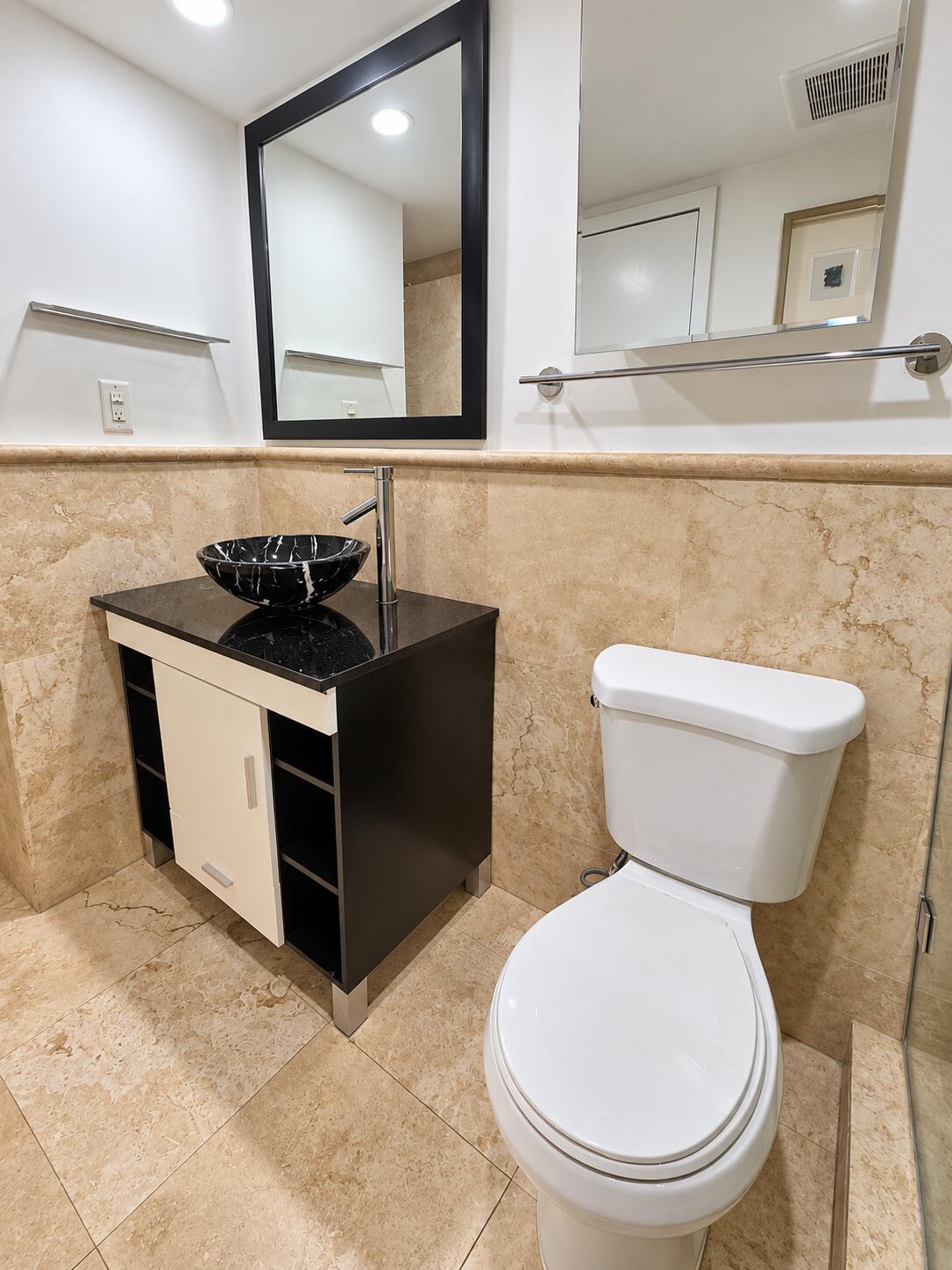 Bright Modern Beige Marble Bathroom