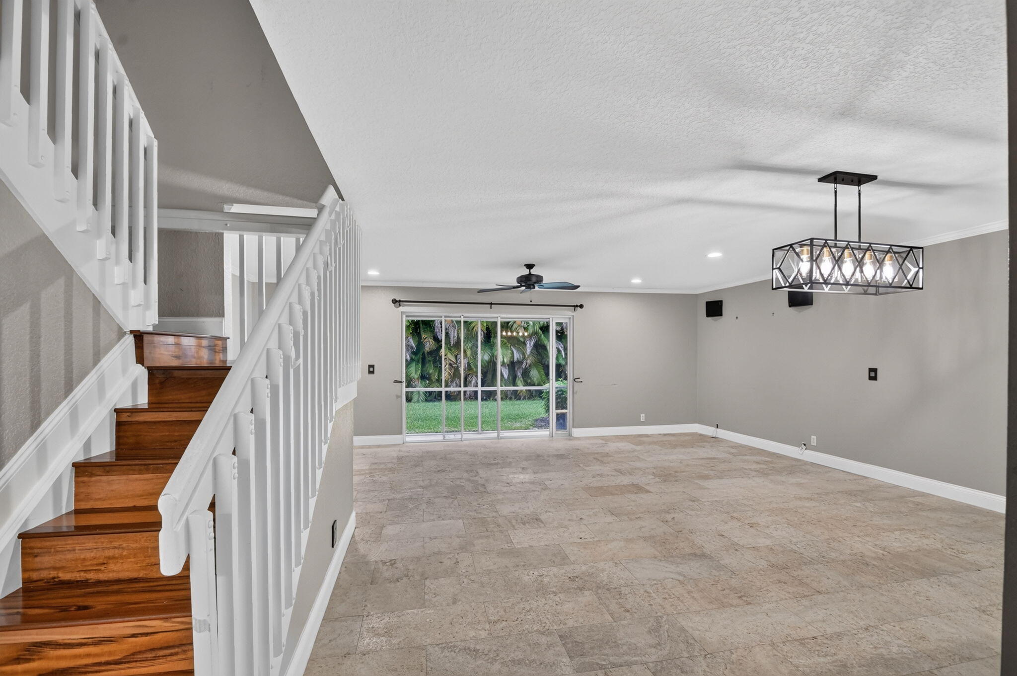 Travertine floors throughout first floor