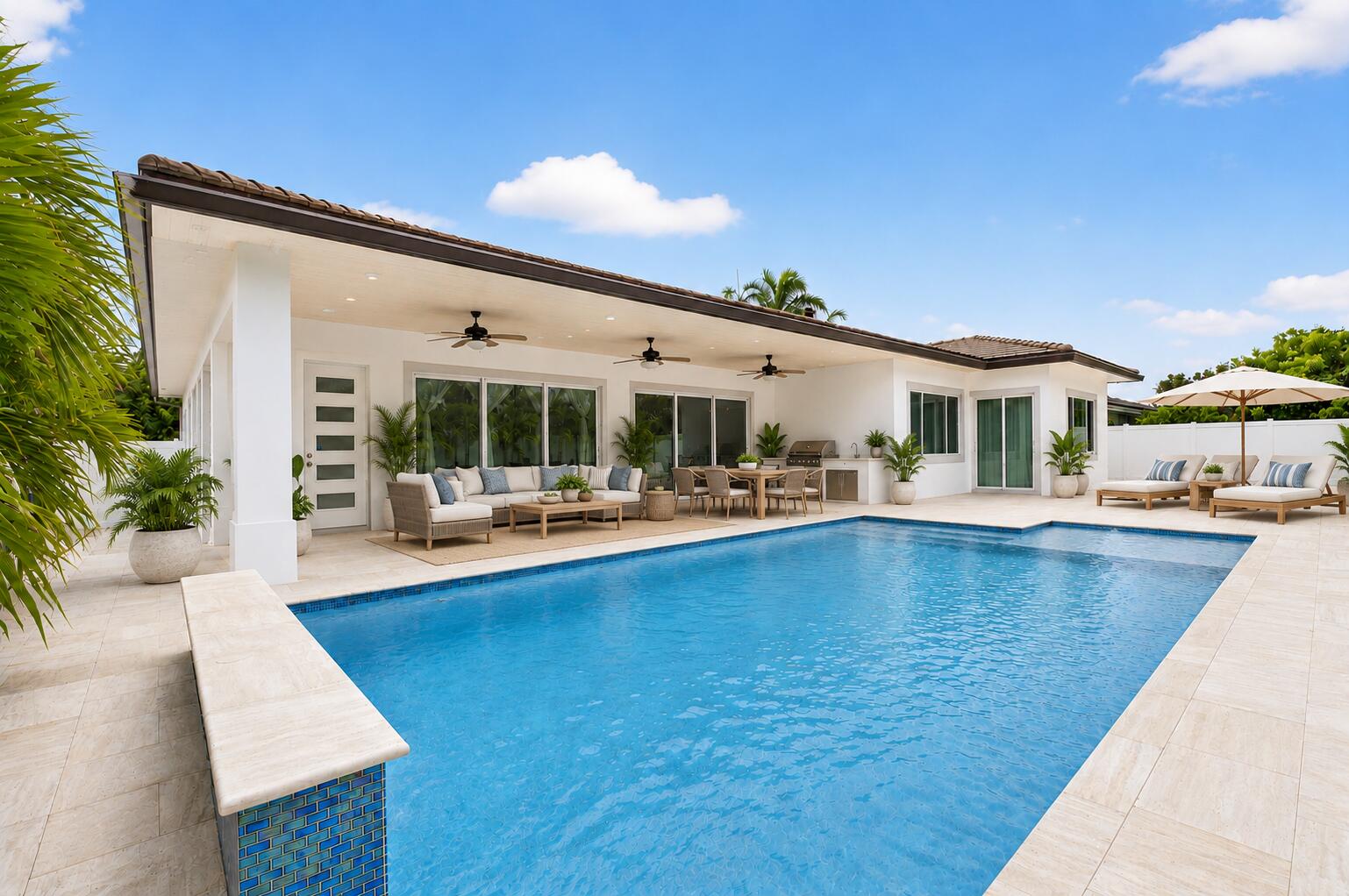 Pool Area Virtually- digitally staged