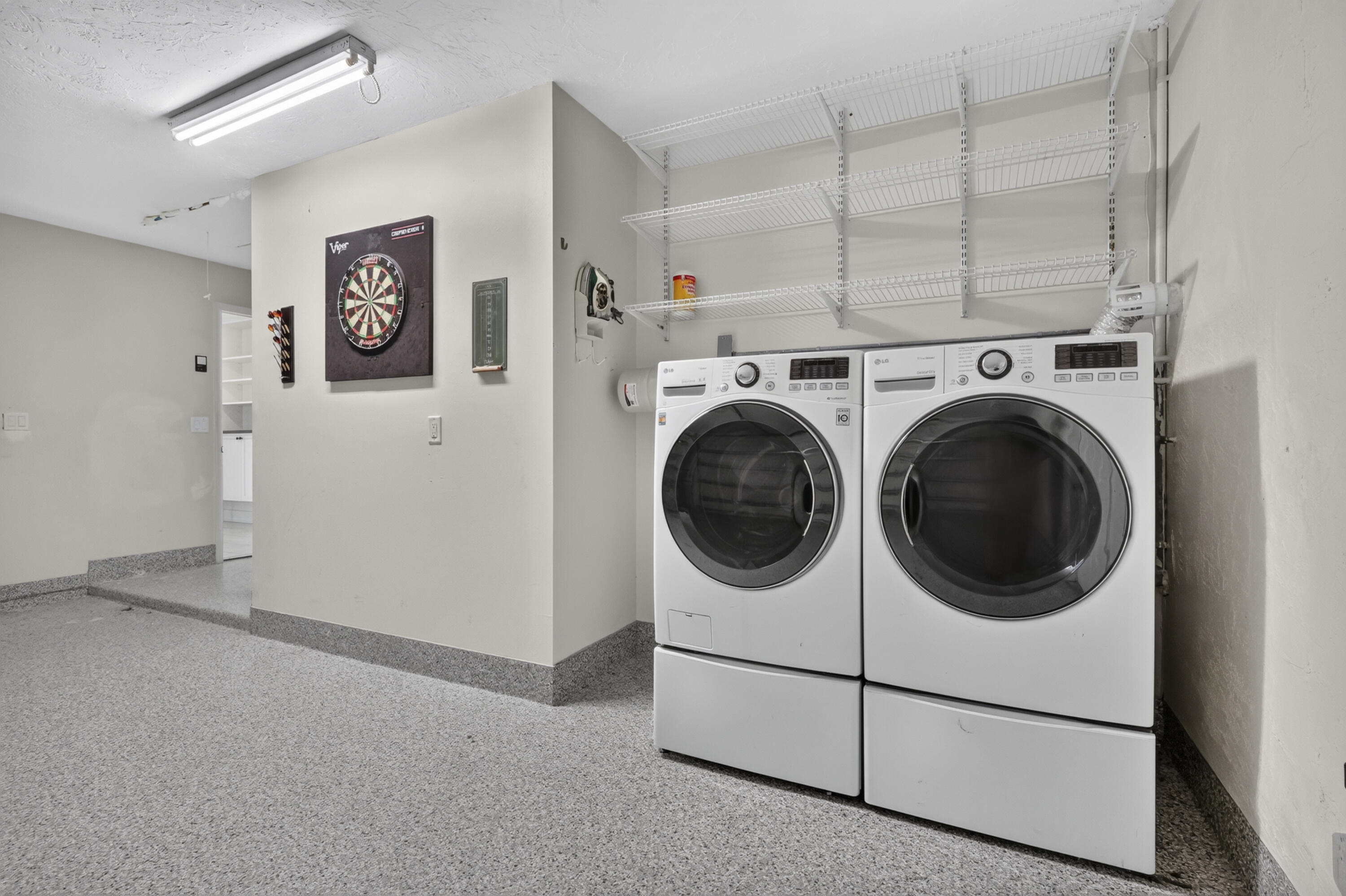 Laundry and Darts In Garage