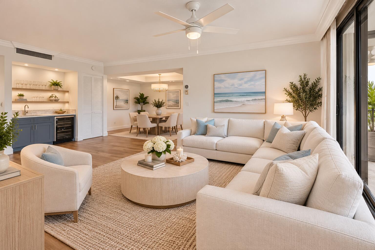 Modern Coastal Living and Dining Retreat Modern Coastal Living and Dining Retreat