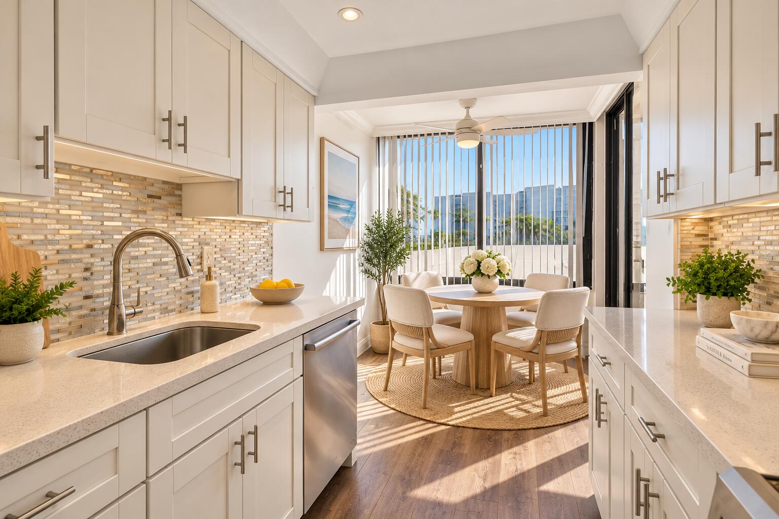 Airy Coastal Kitchen Breakfast Nook