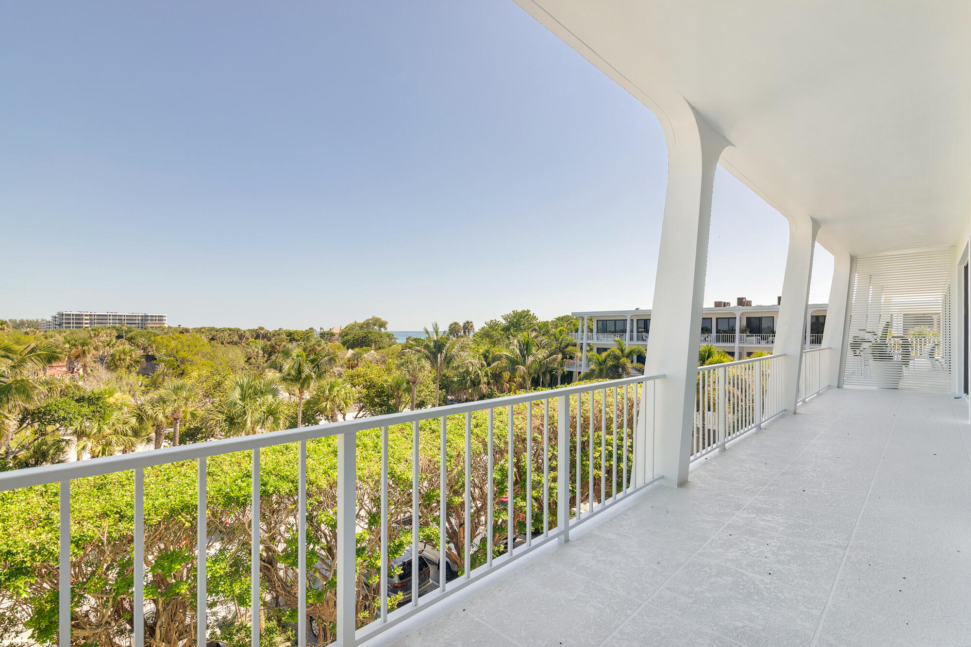 Expansive covered balcony NE facing view