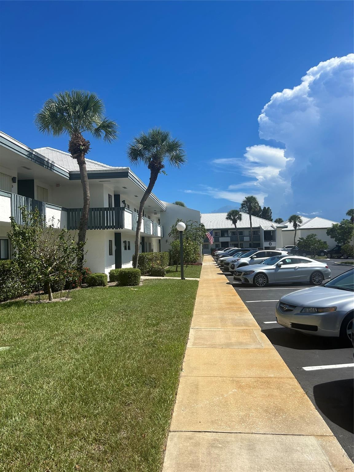 Exterior/ Sidewalk and Assigned Parking space. Guest/ Visitor are marked as well. No RVs, Trailers, Motorcycles - Trucks are allowed but must meet certain criteria.