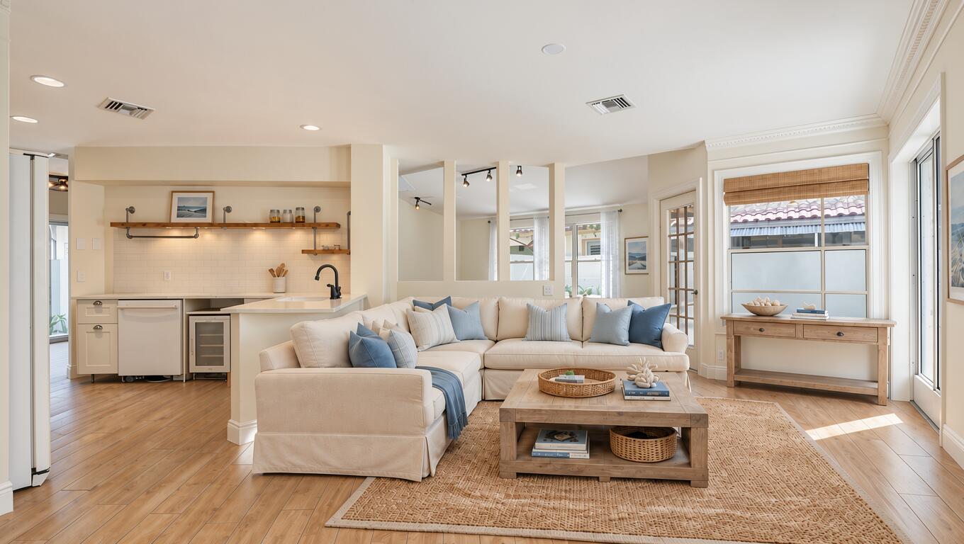 Family Room. AI-Generated virtually staged