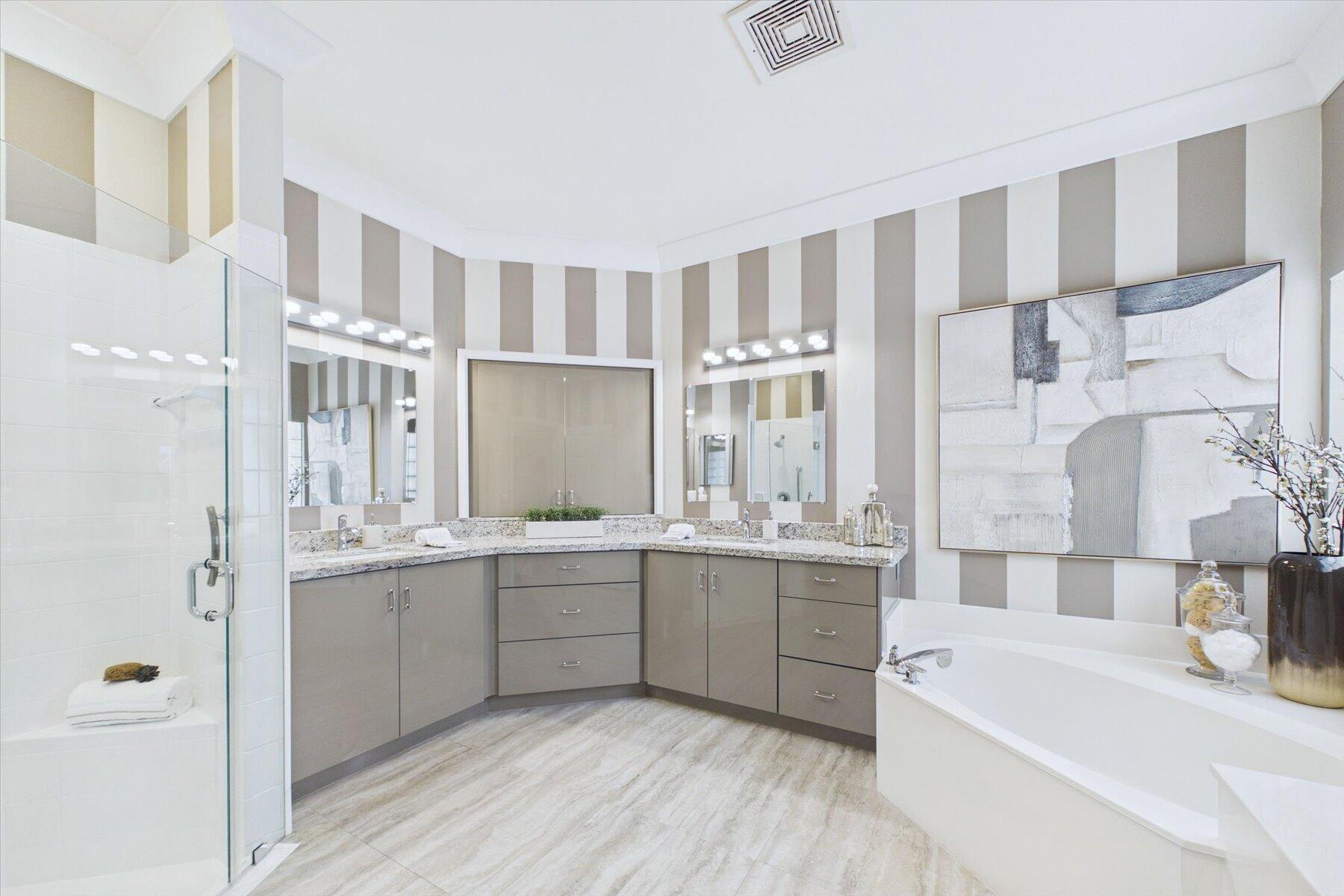 Primary Bath with Double Vanity and Separate Shower