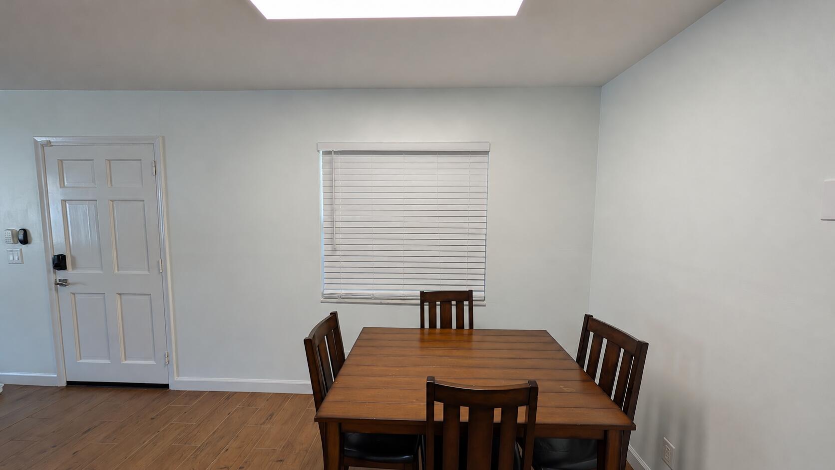 Minimal Dining Nook with Closed Blinds
