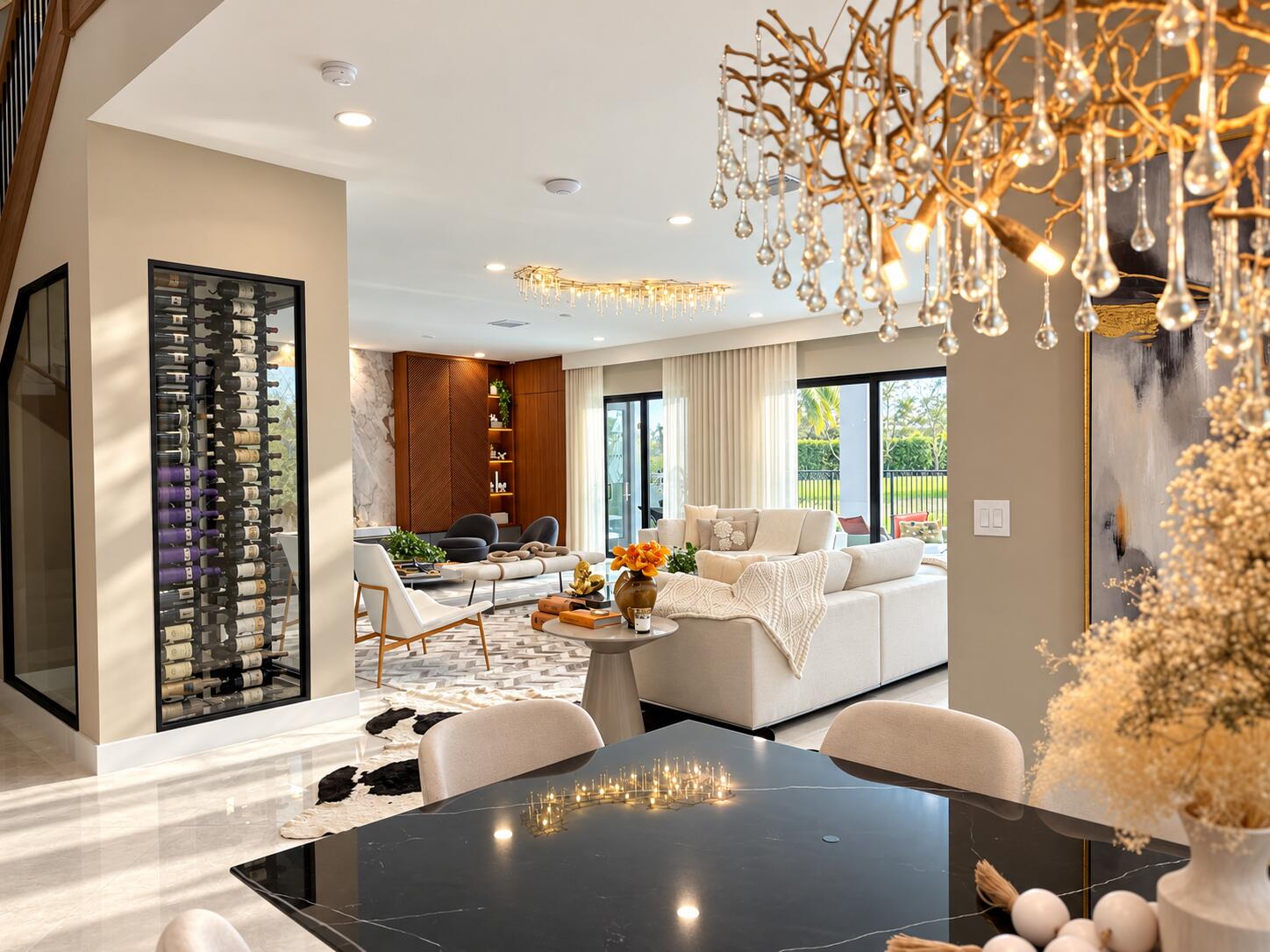 Wine Room and Living Room