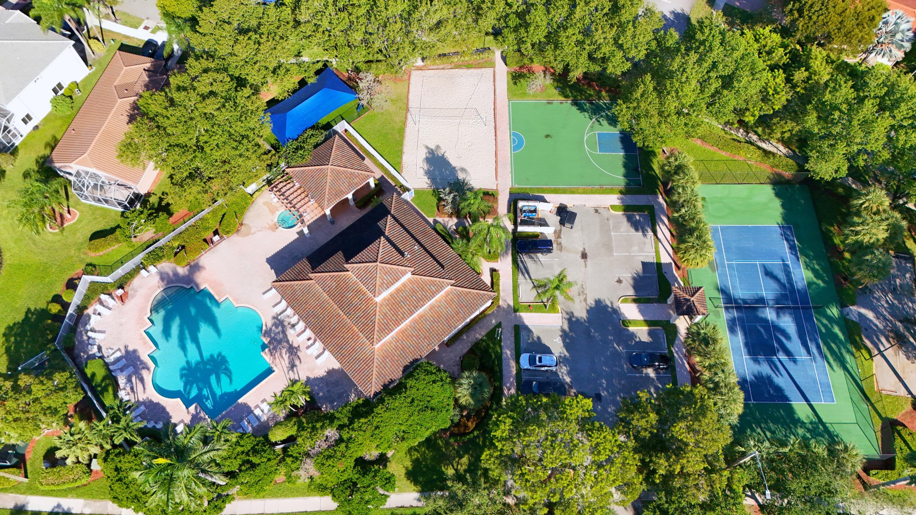 The Regency Lakes Clubhouse features a large pool, Jacuzzi, Tennis/Pickleball Court, Basketball Court, a gym and so much more!