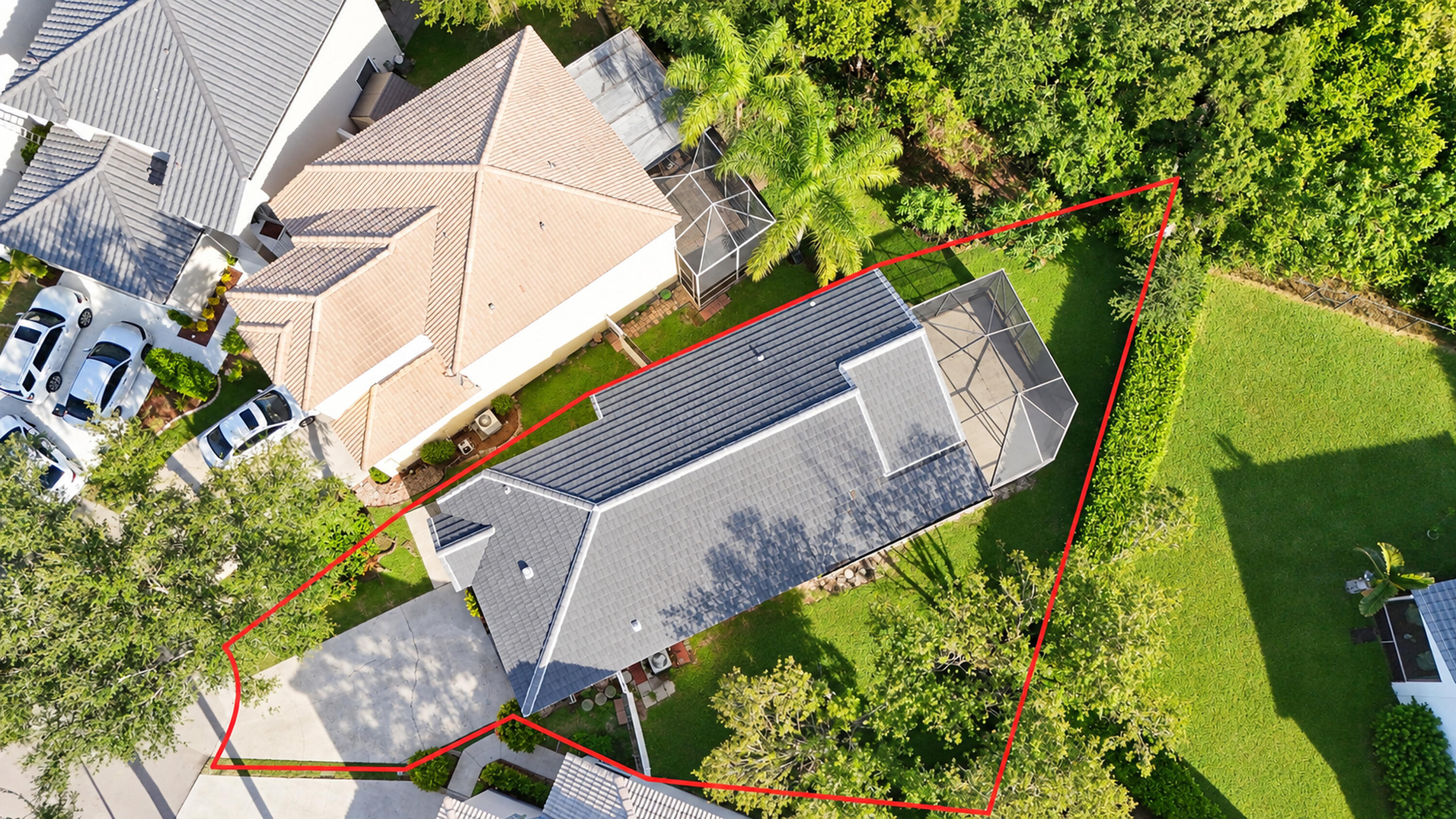 Very private back yard with huge screened and covered lanai and plenty of grass for your four legged friends overlooking the preserve!