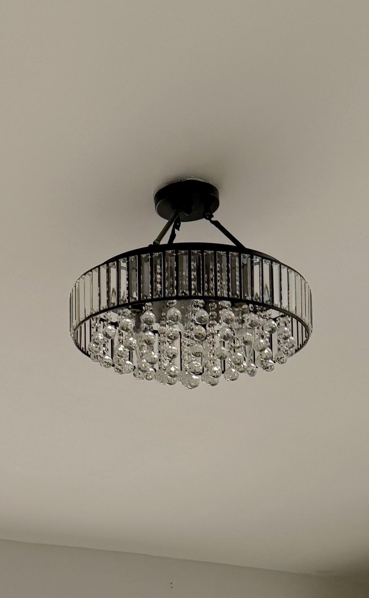 Chandelier in living room.