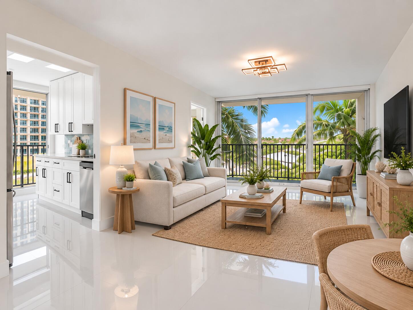 Virtually staged living area