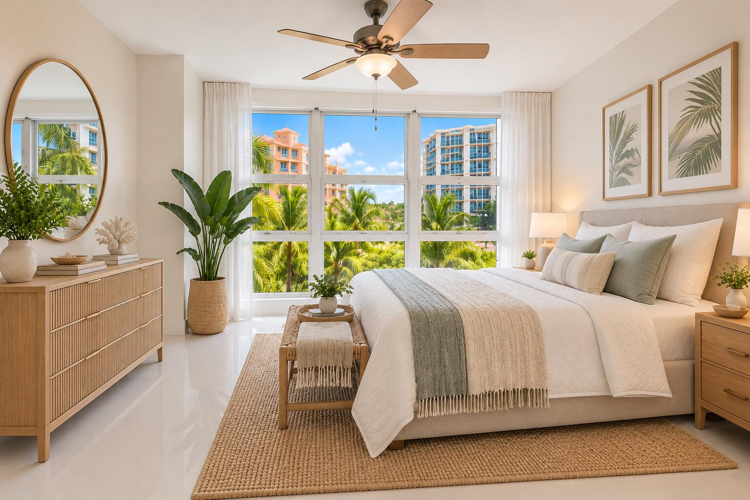 Virtually staged primary bedroom