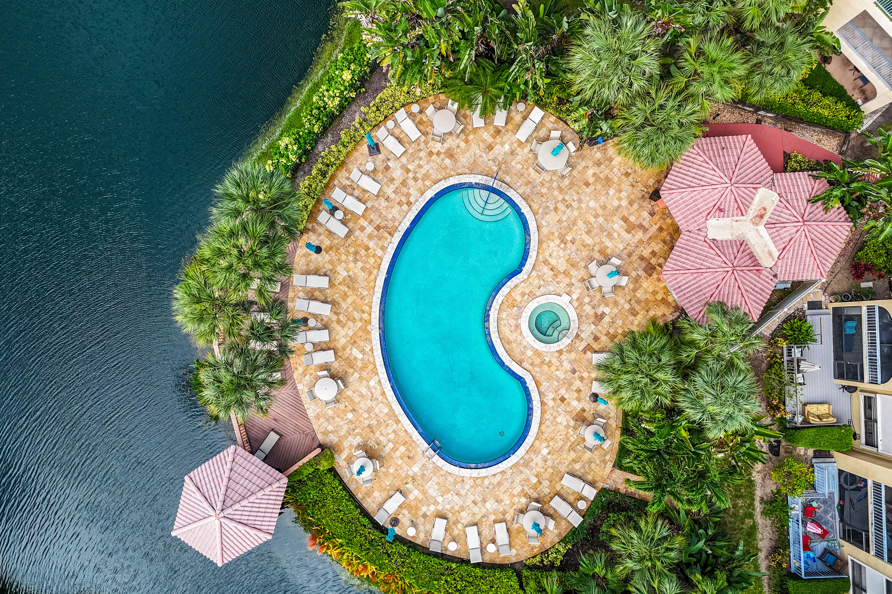 aerial lview of pool & lake aerial lview of pool & lake