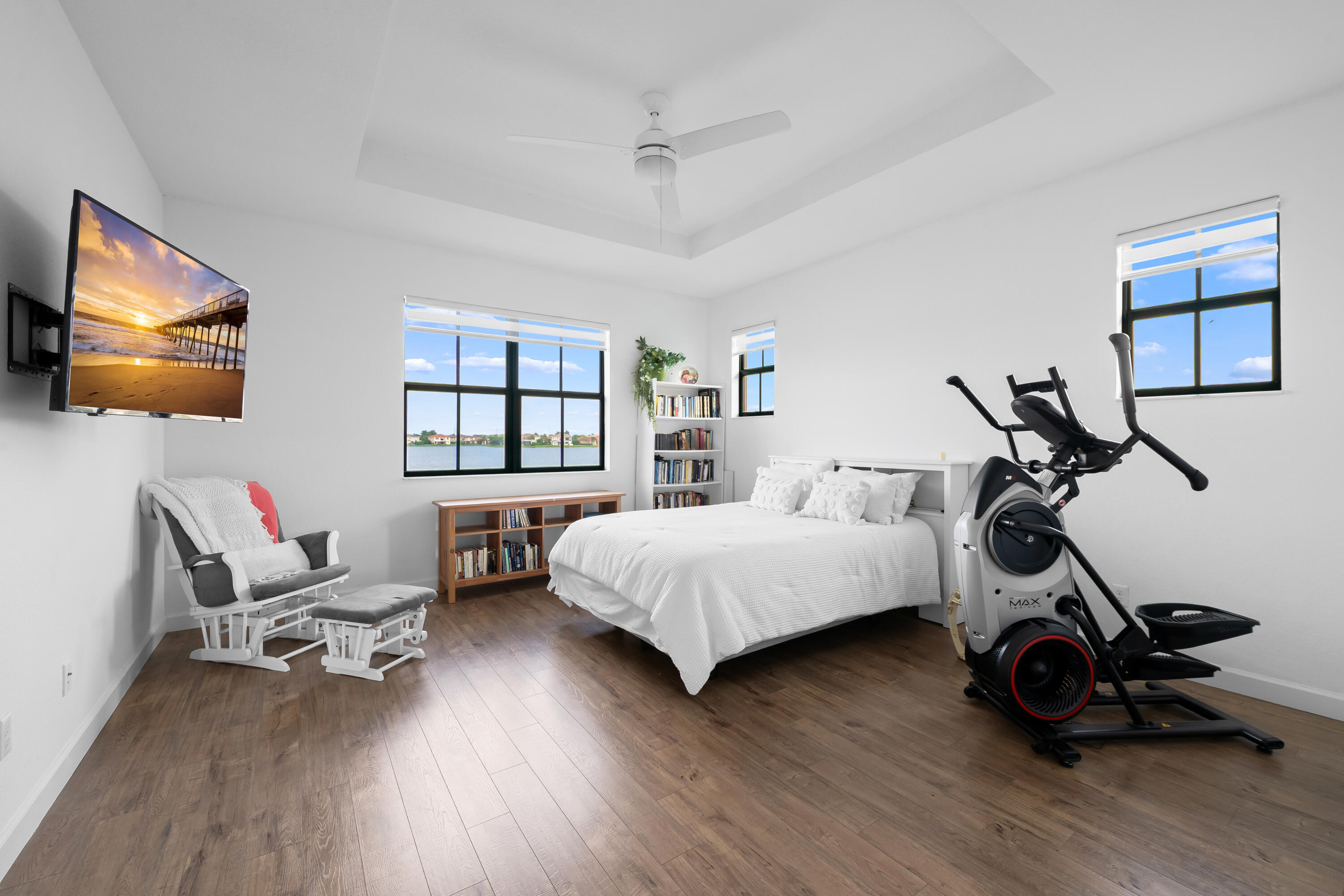 Primary bedroom overlooking the community's longest lake view