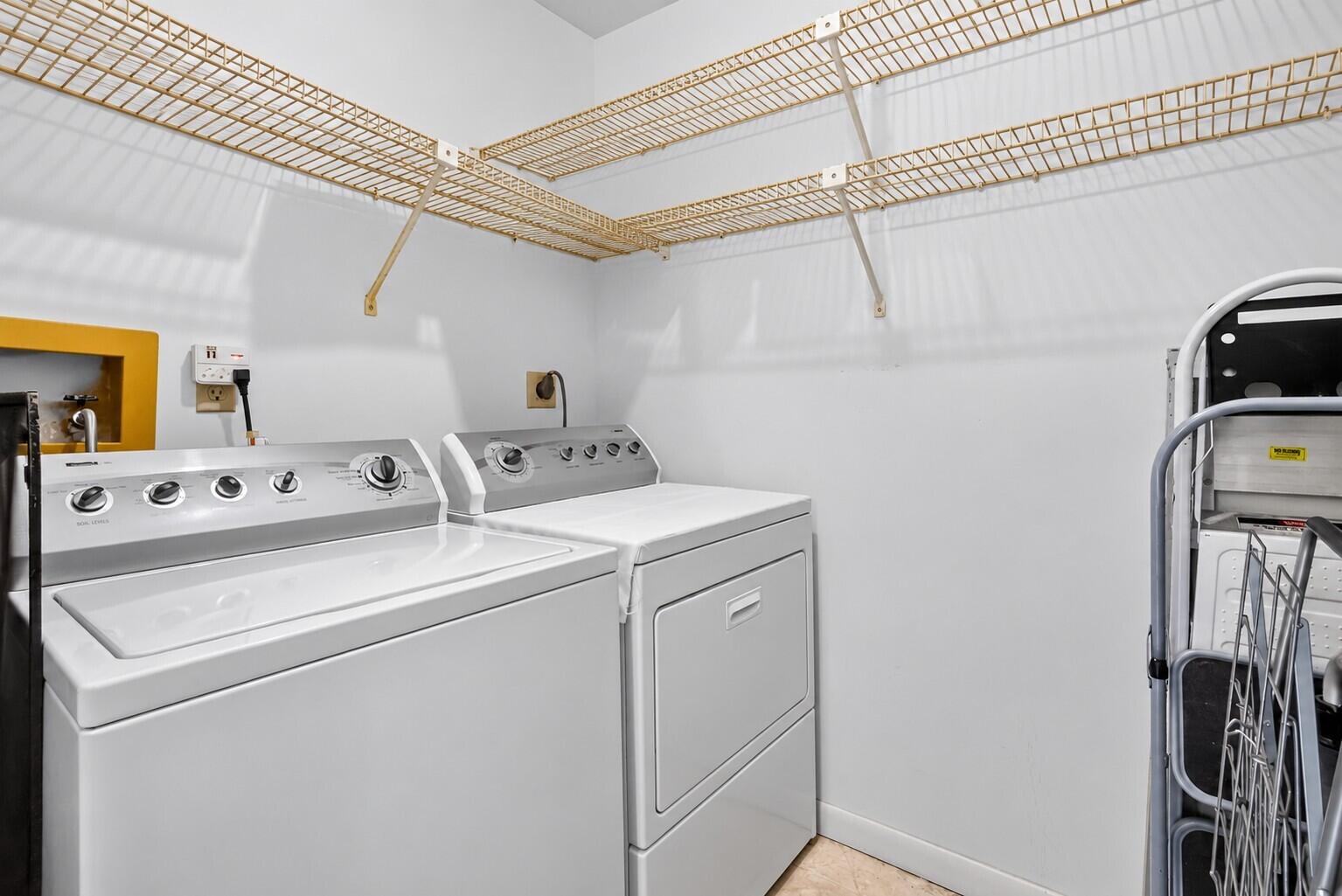 Clean Empty Laundry Room with Shelving