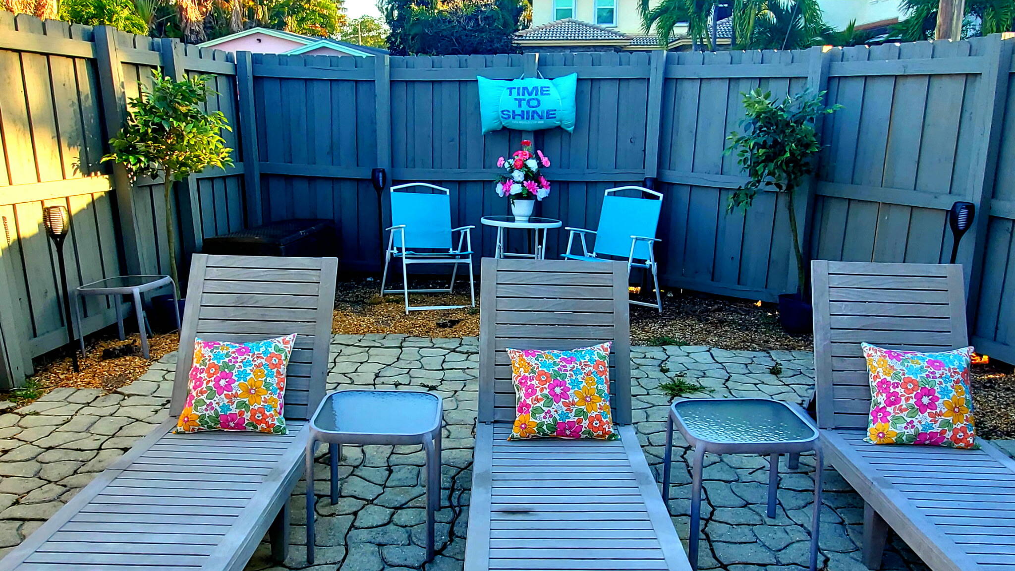 Fenced patio.