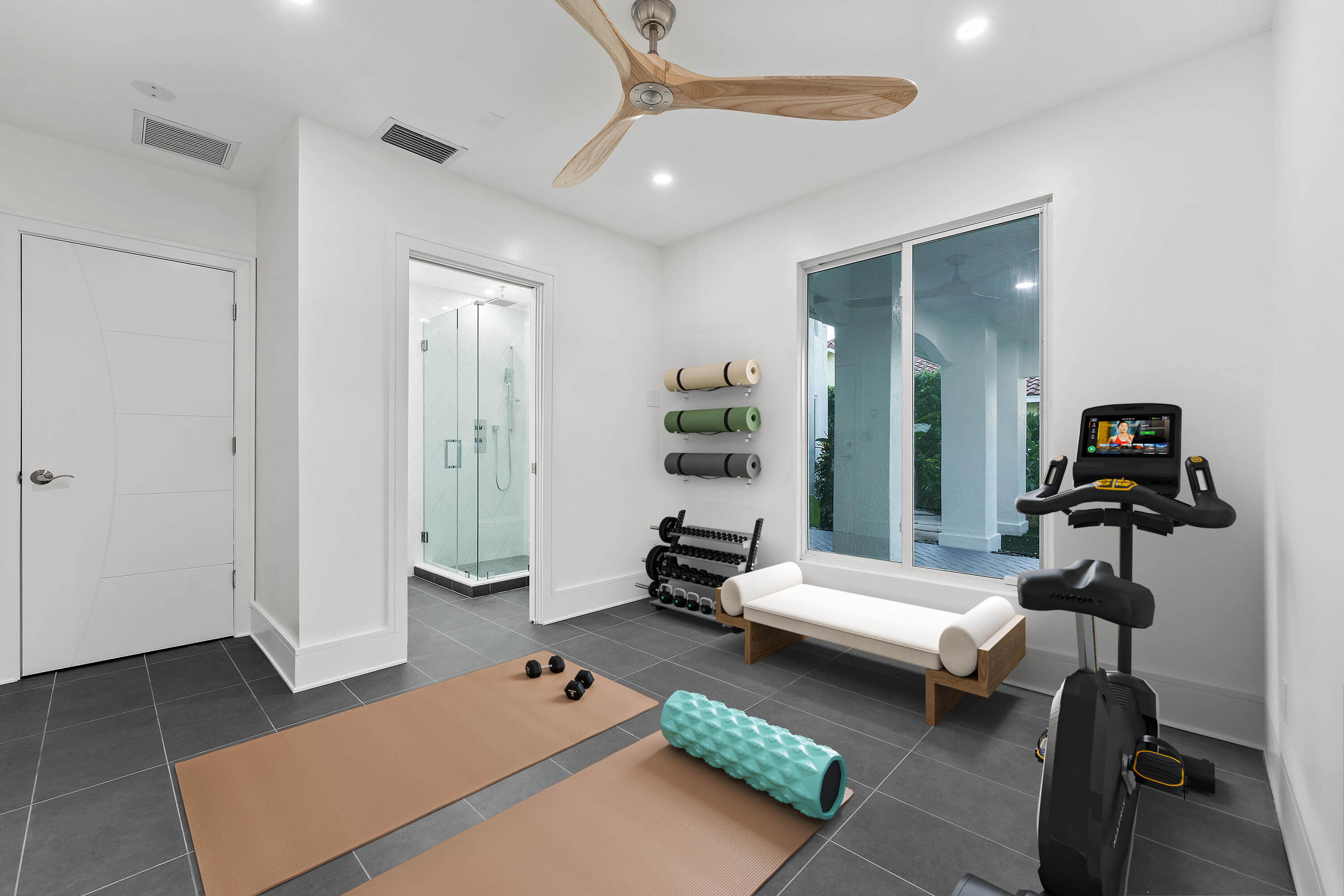 Virtually staged as a gym