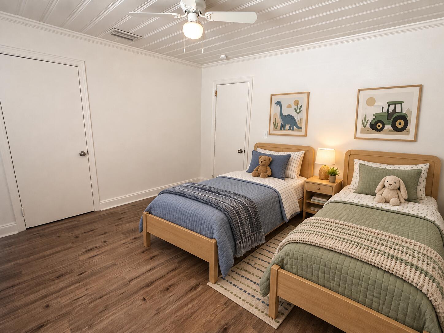 Blue and sage twin beds-2