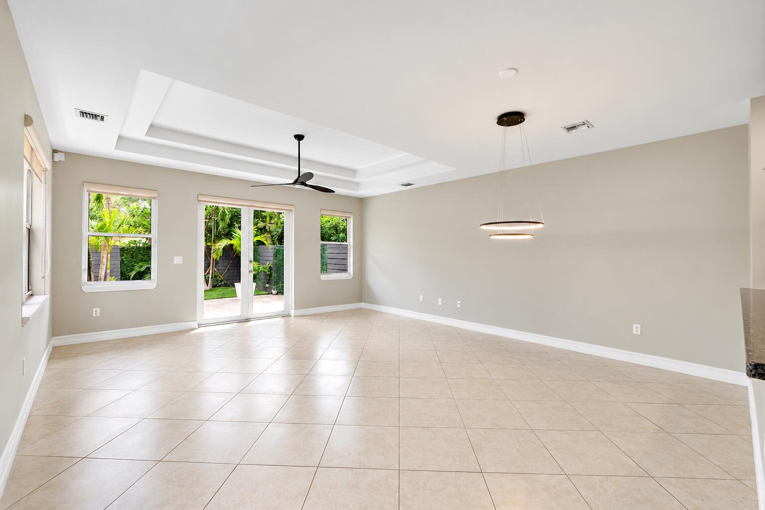 Modern Open-Plan Room with Tropical View
