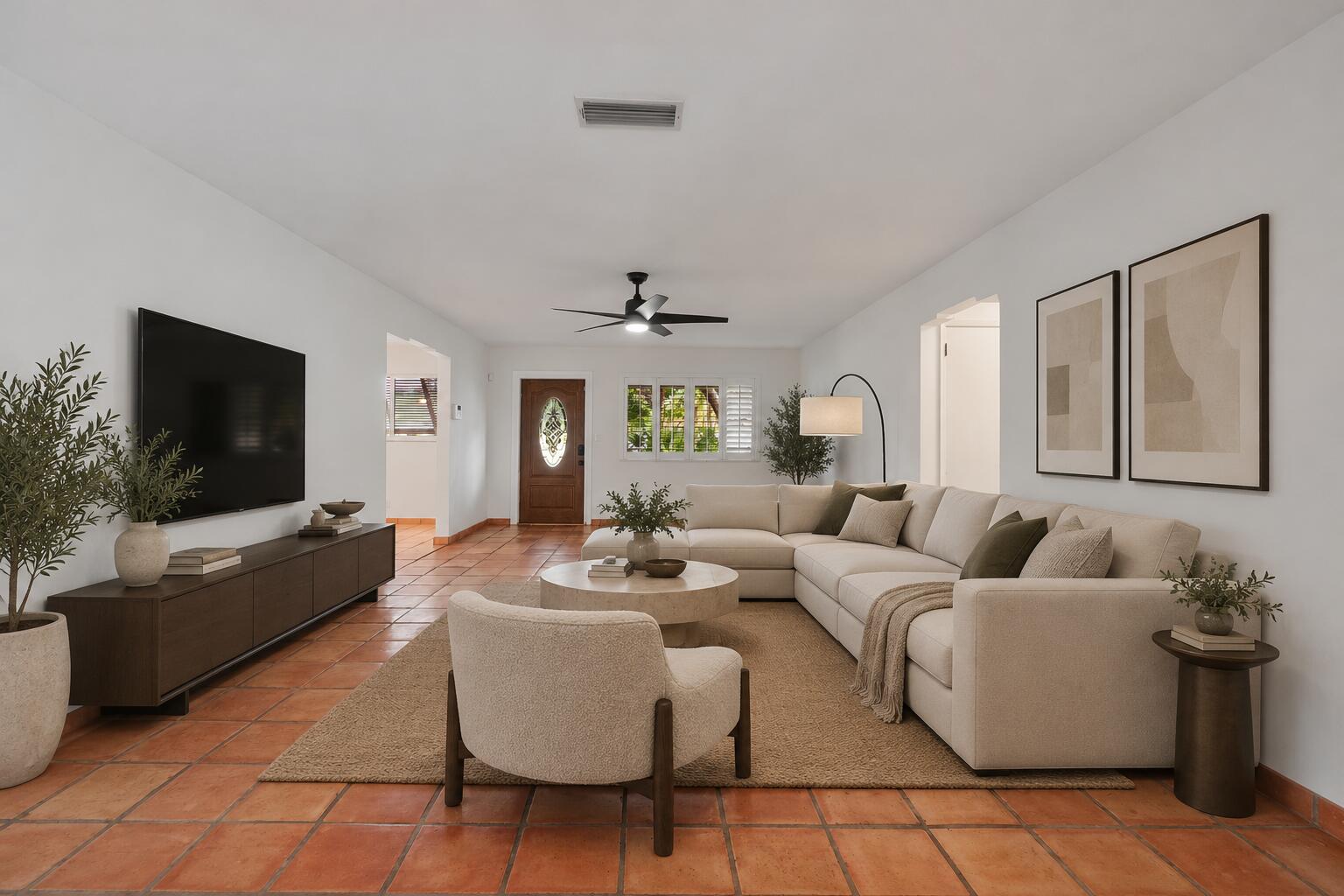 Virtually staged living room