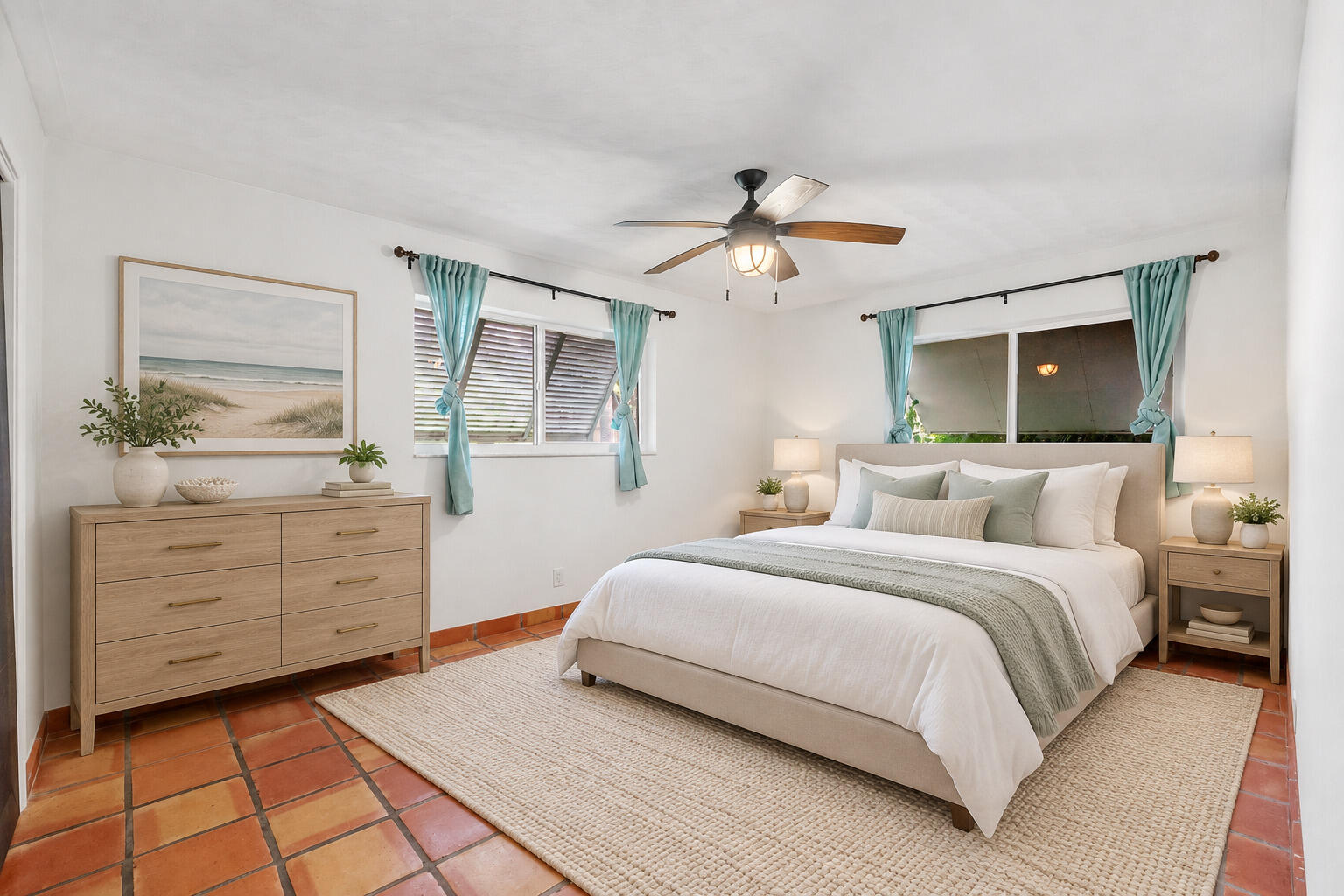 Virtually staged primary bedroom