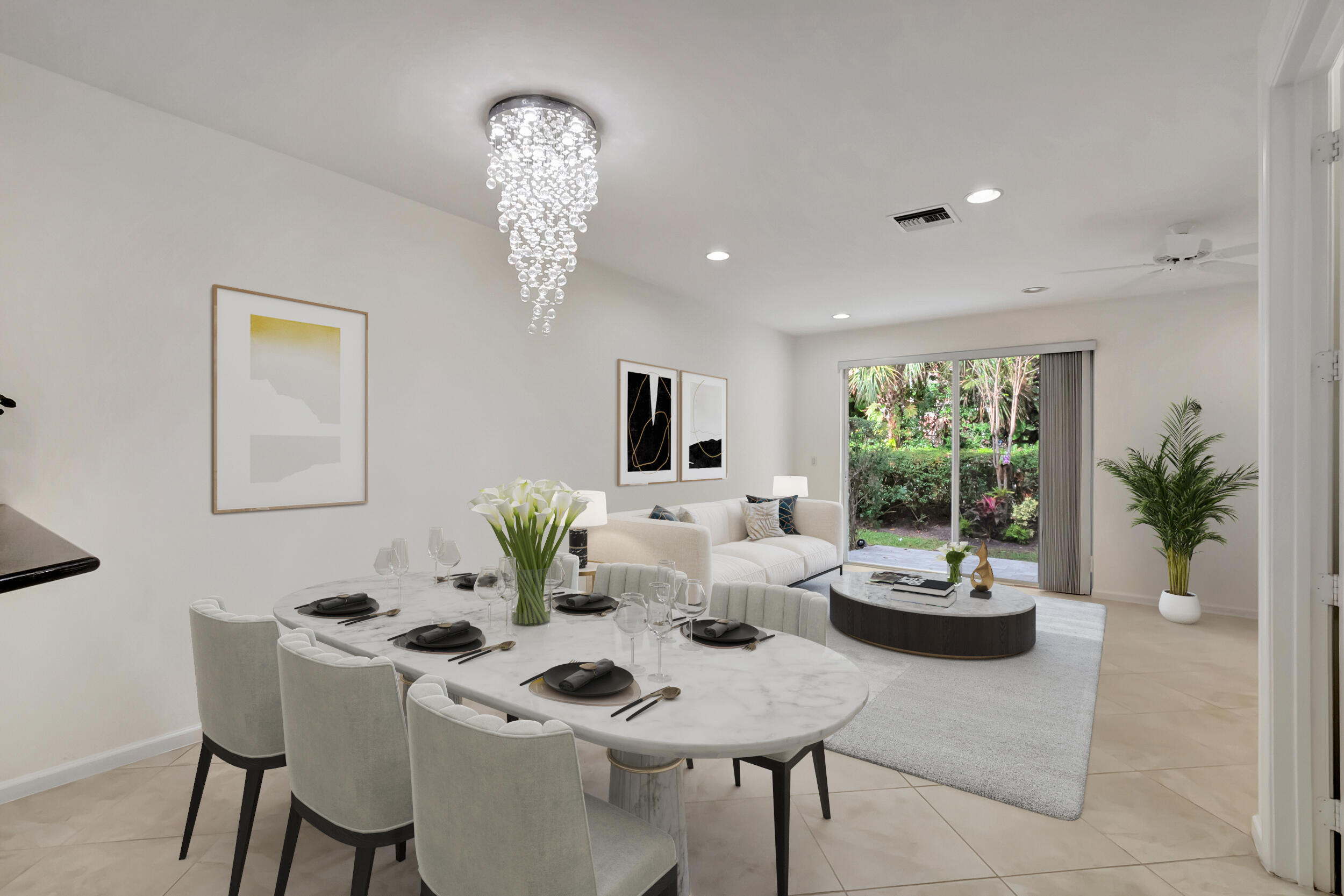 Staged dining/living room