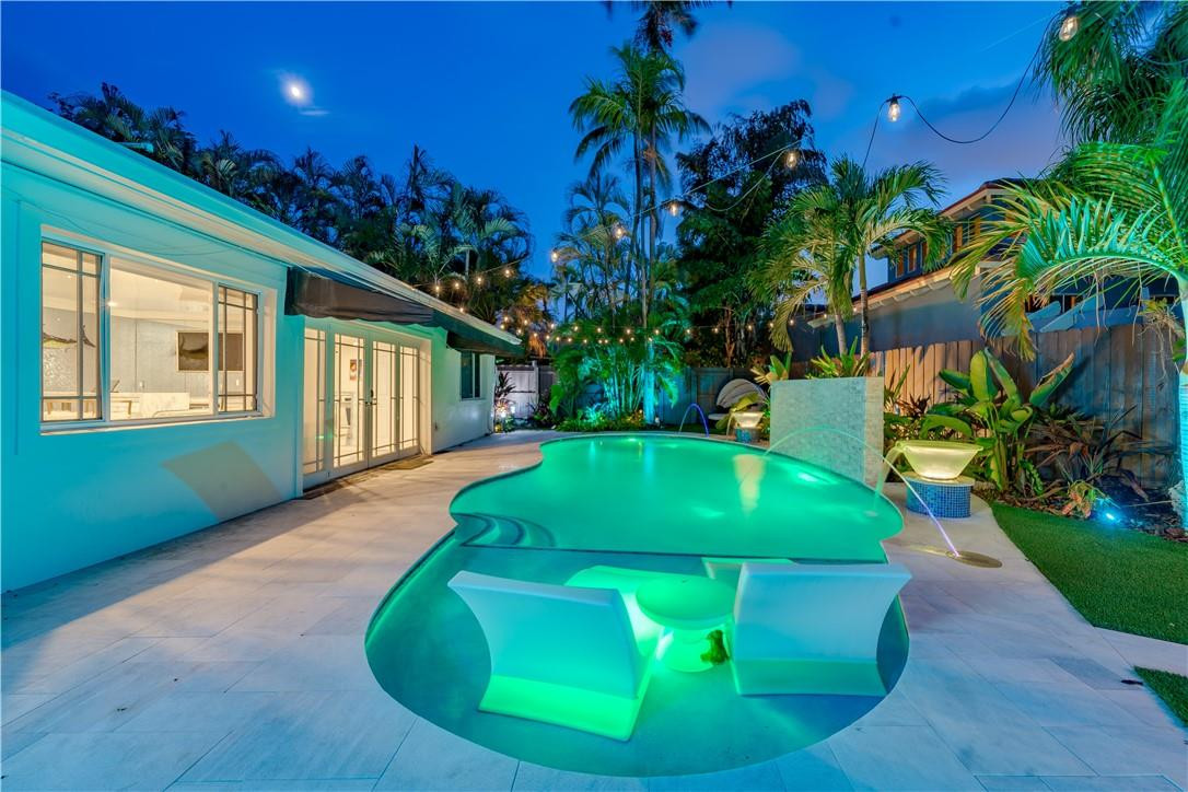 Twilight pool area