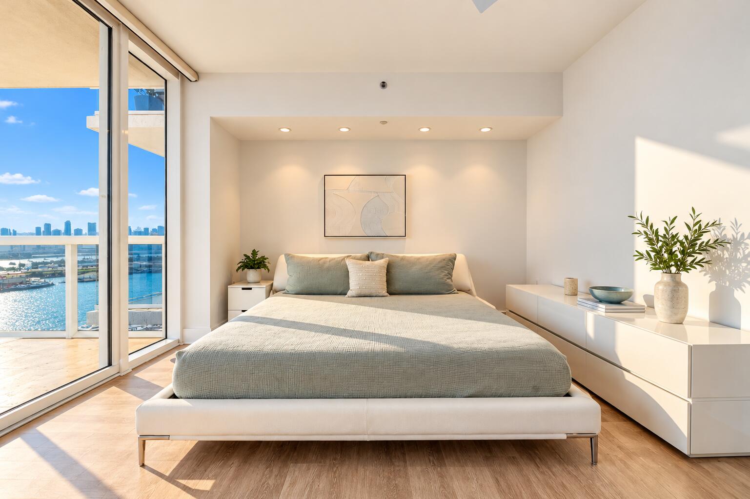 Bedroom primary with Waterfront Views