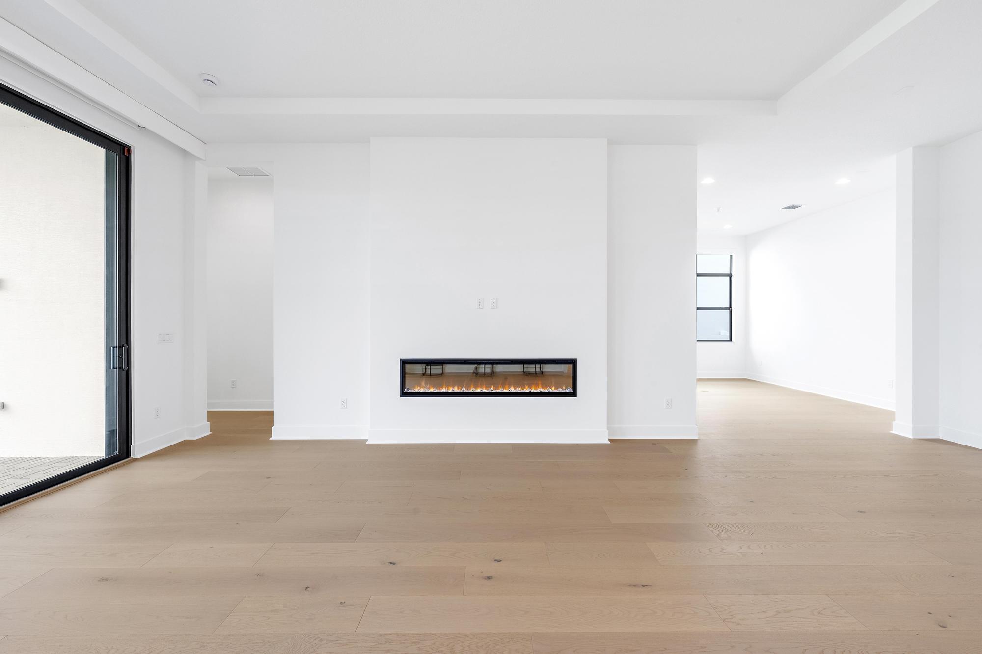 Gathering Room with Faux Fireplace